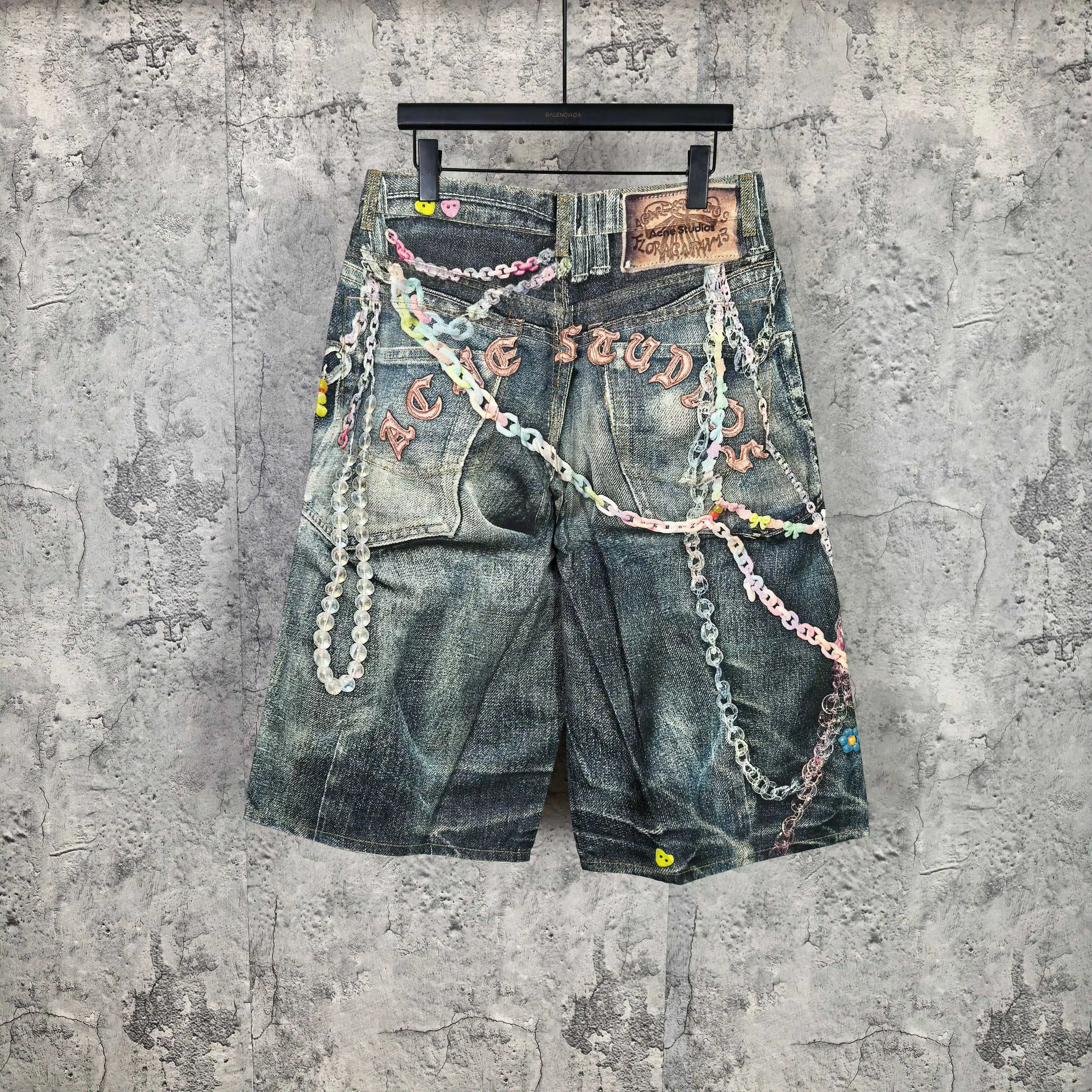 1996 Candy 3D Digital Print Denim Shorts D24024537 — view 2