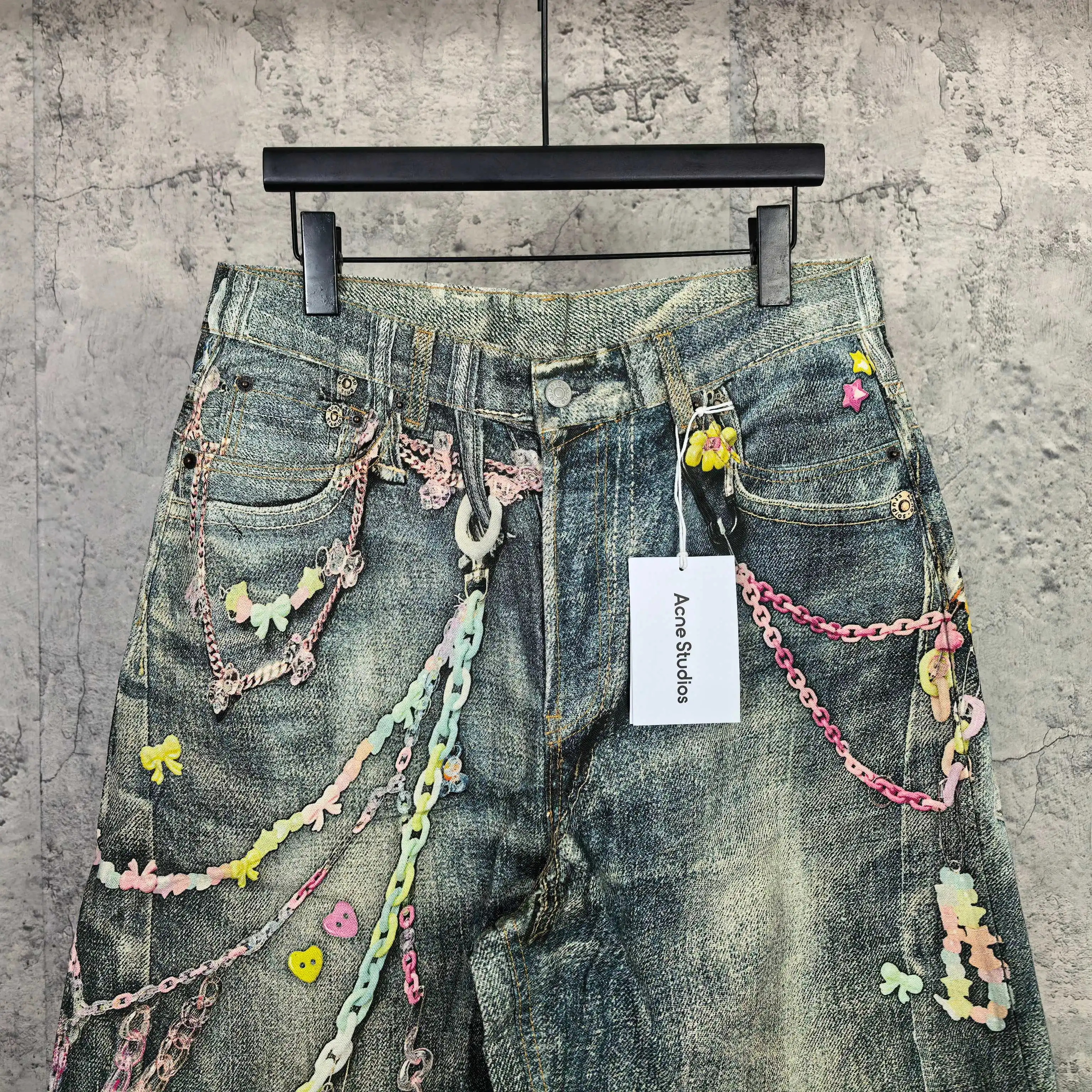 1996 Candy 3D Digital Print Denim Shorts D24024537 — view 3
