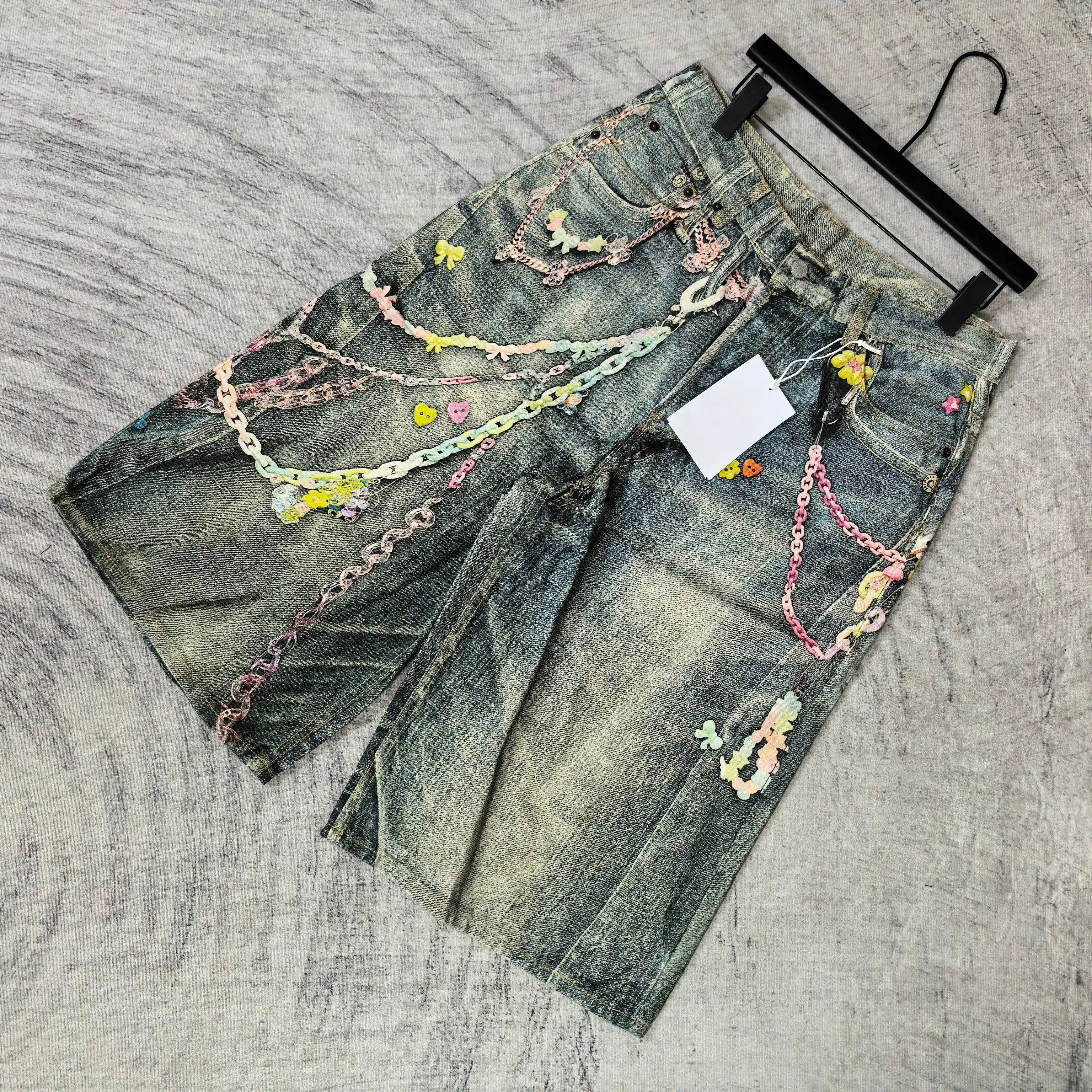 1996 Candy 3D Digital Print Denim Shorts D24024537 — view 4