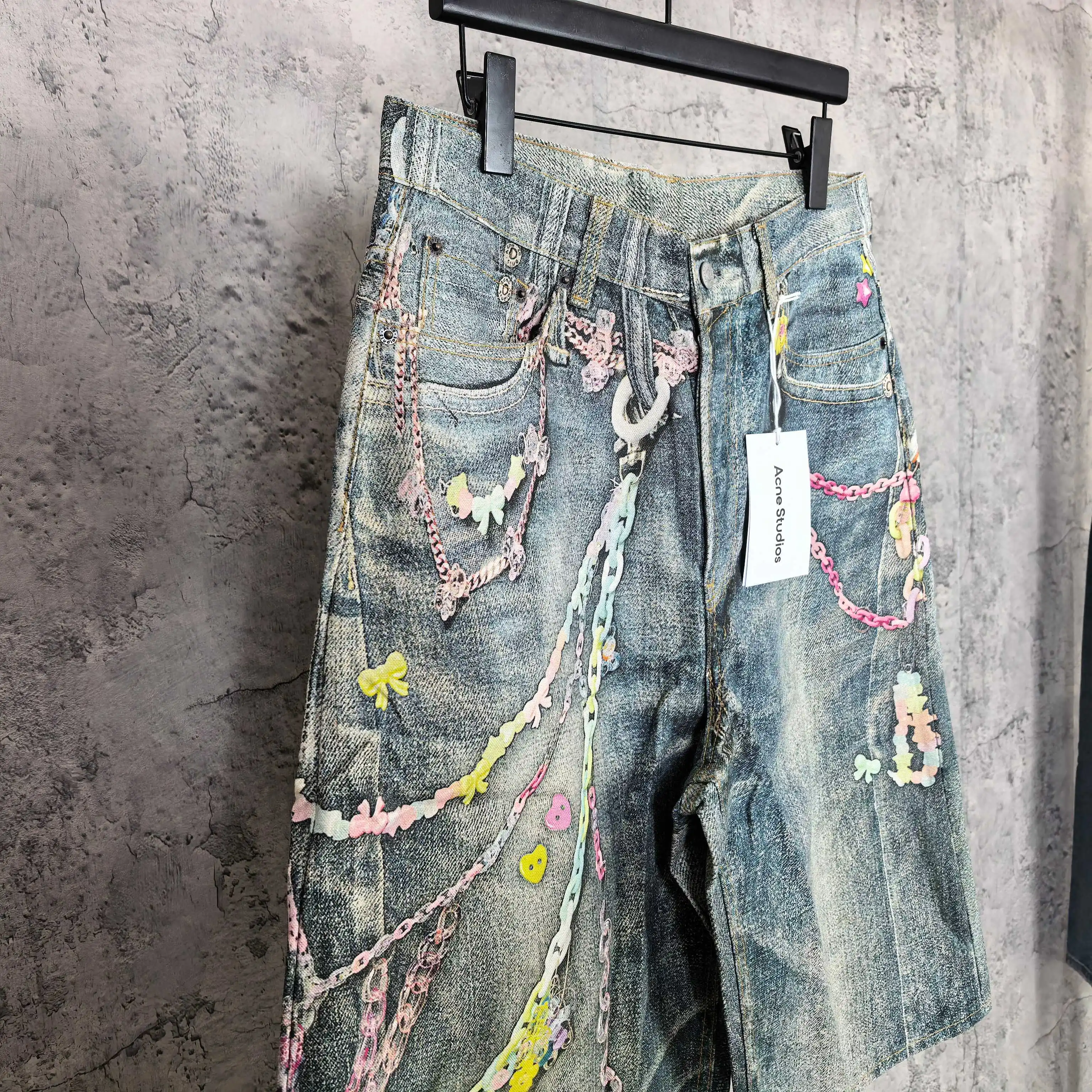 1996 Candy 3D Digital Print Denim Shorts D24024537 — view 7