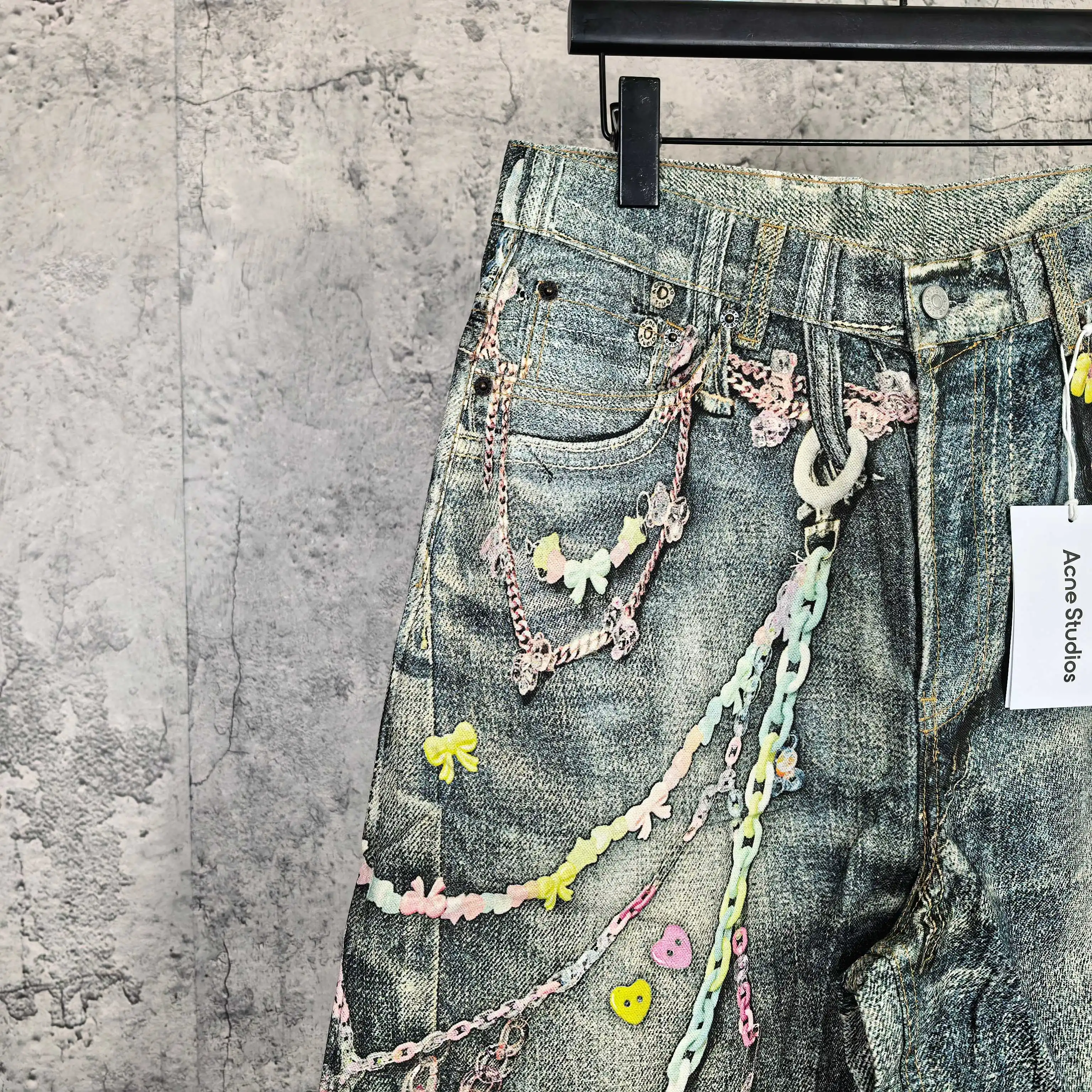 1996 Candy 3D Digital Print Denim Shorts D24024537 — view 8