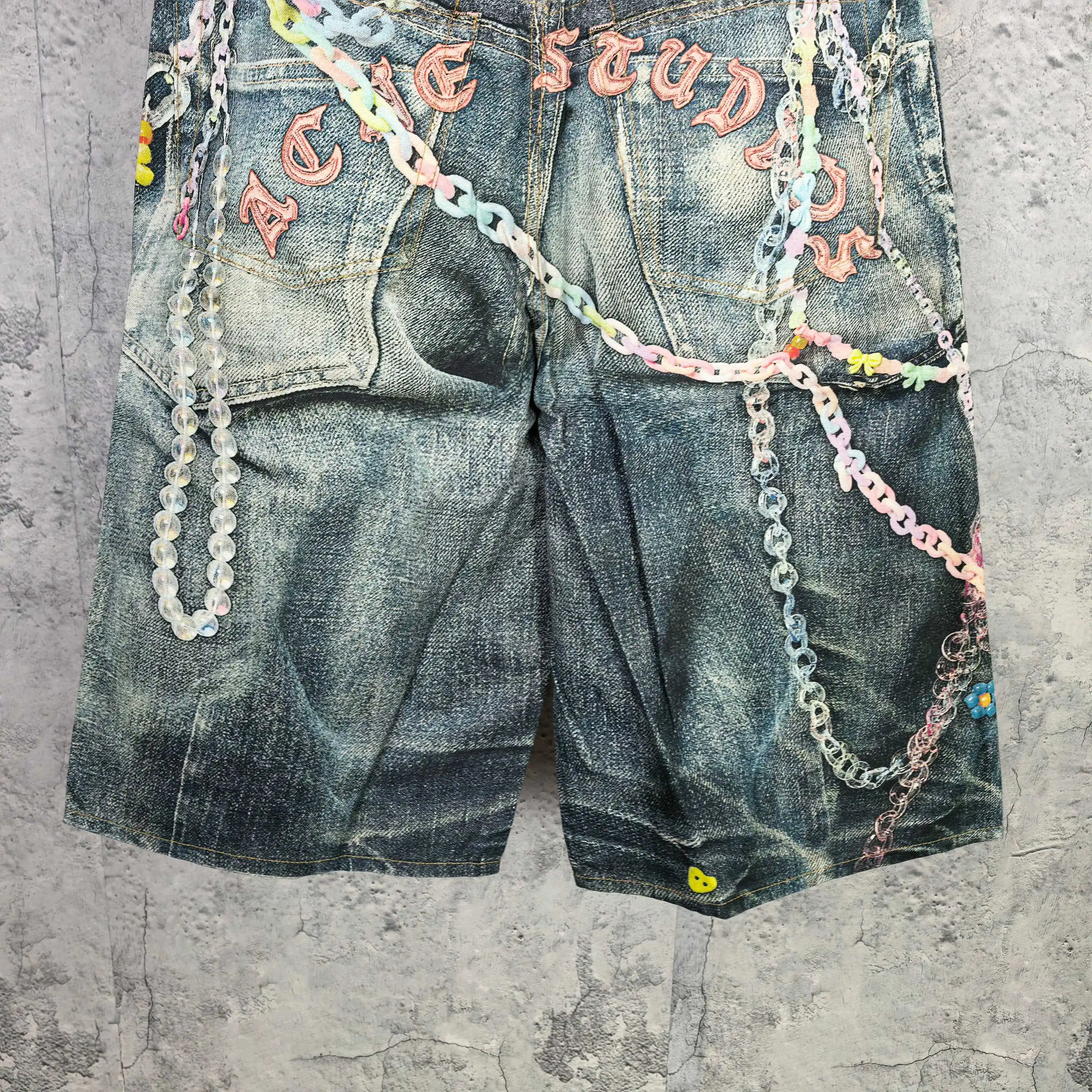 1996 Candy 3D Digital Print Denim Shorts D24024537 — view 10