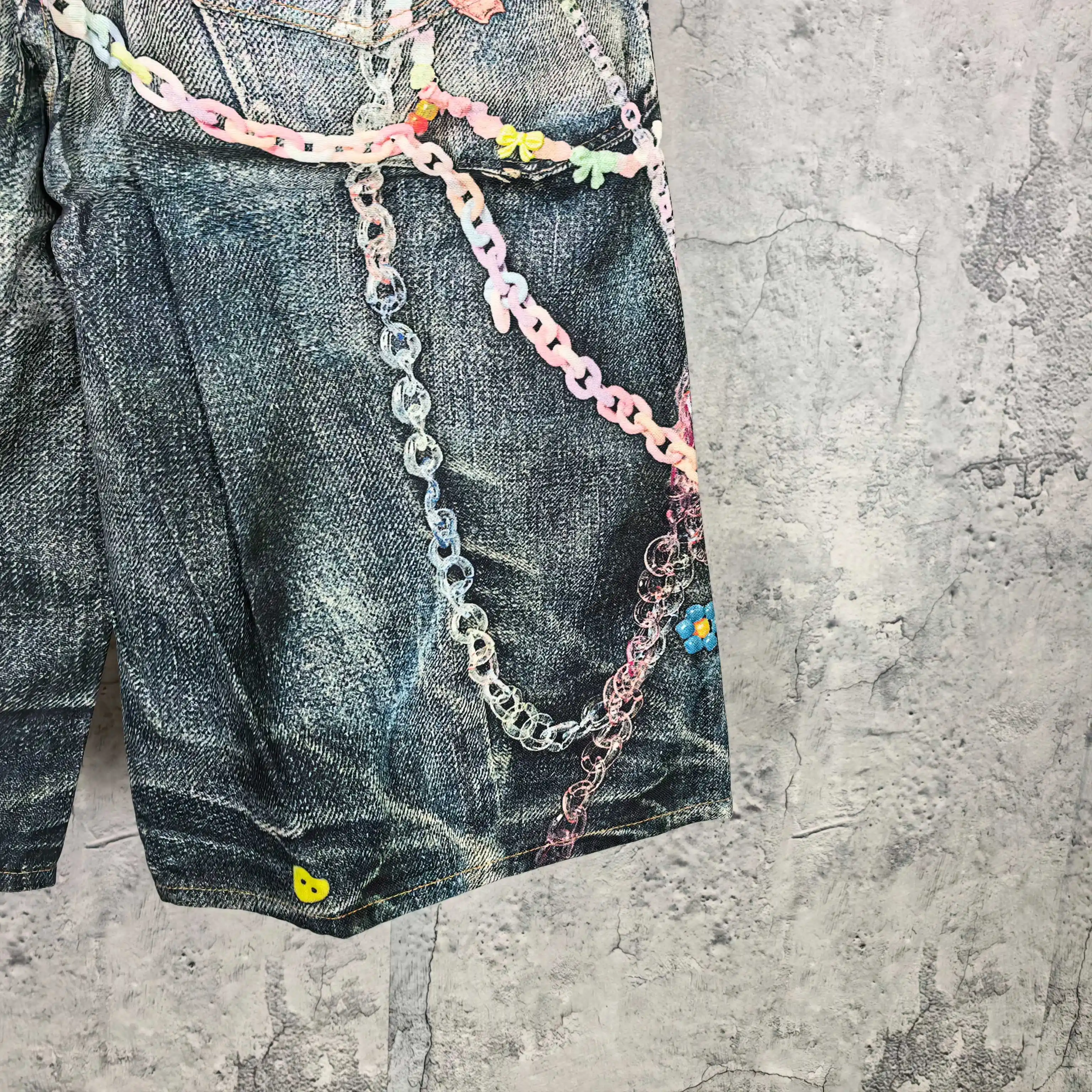 1996 Candy 3D Digital Print Denim Shorts D24024537 — view 11