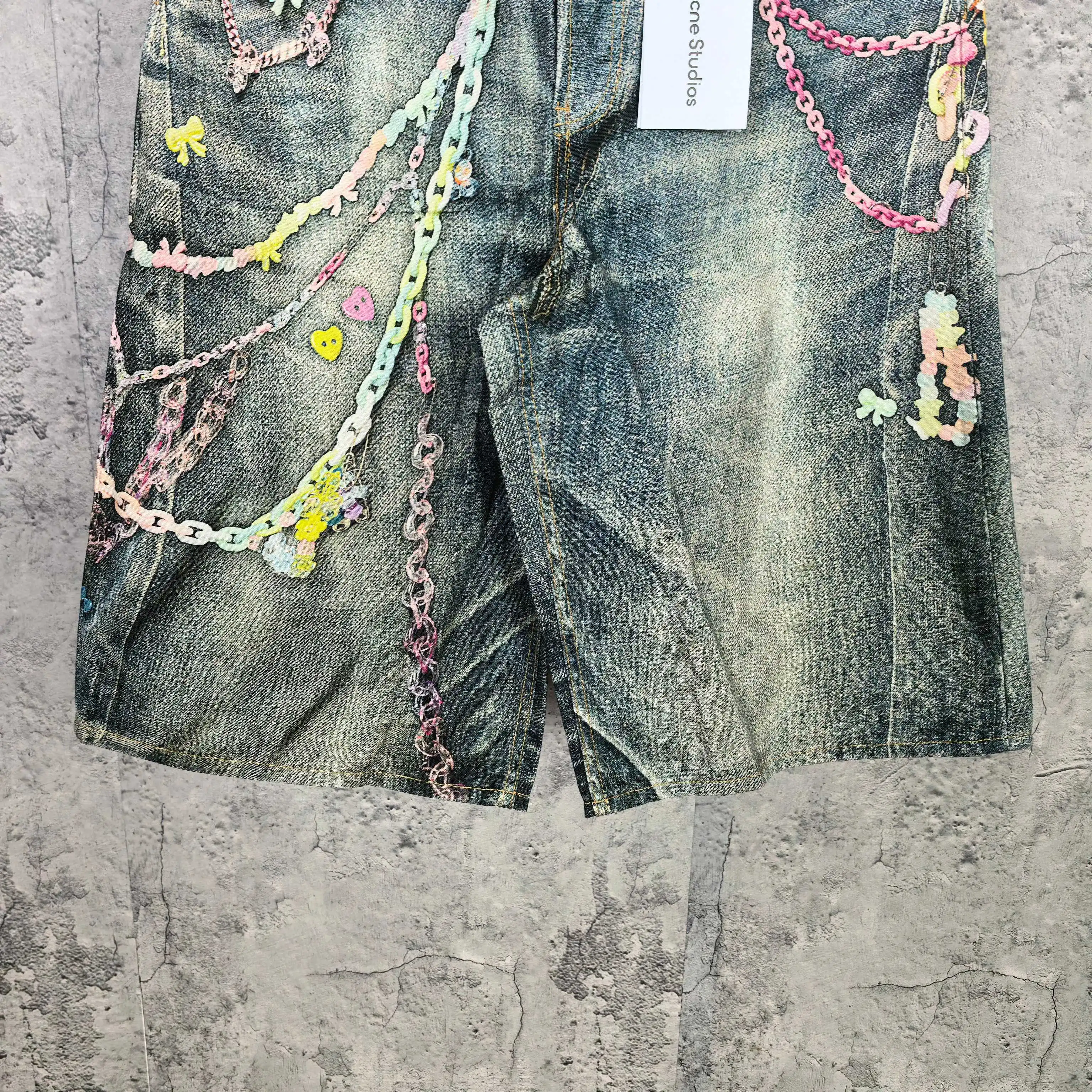 1996 Candy 3D Digital Print Denim Shorts D24024537 — view 12