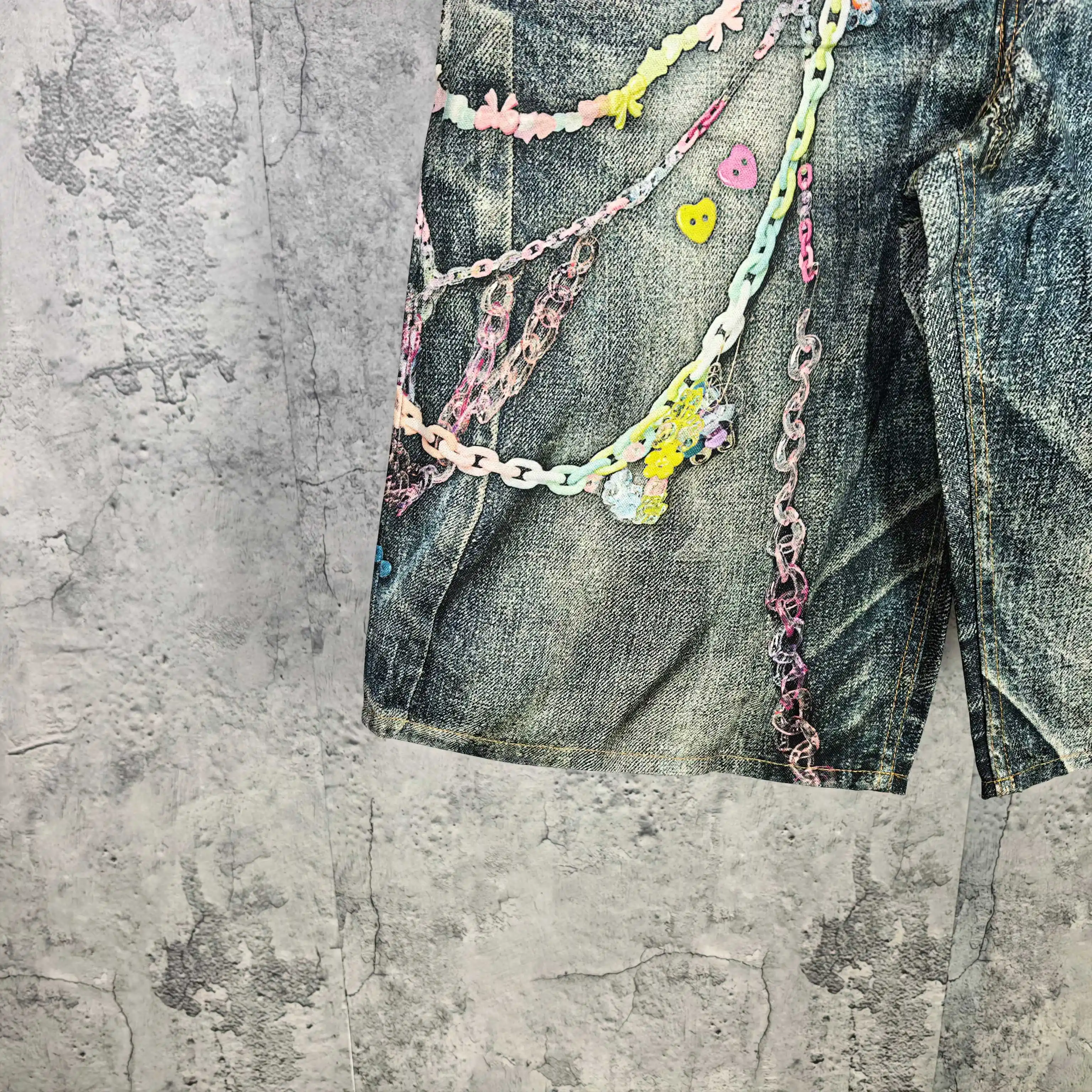 1996 Candy 3D Digital Print Denim Shorts D24024537 — view 13