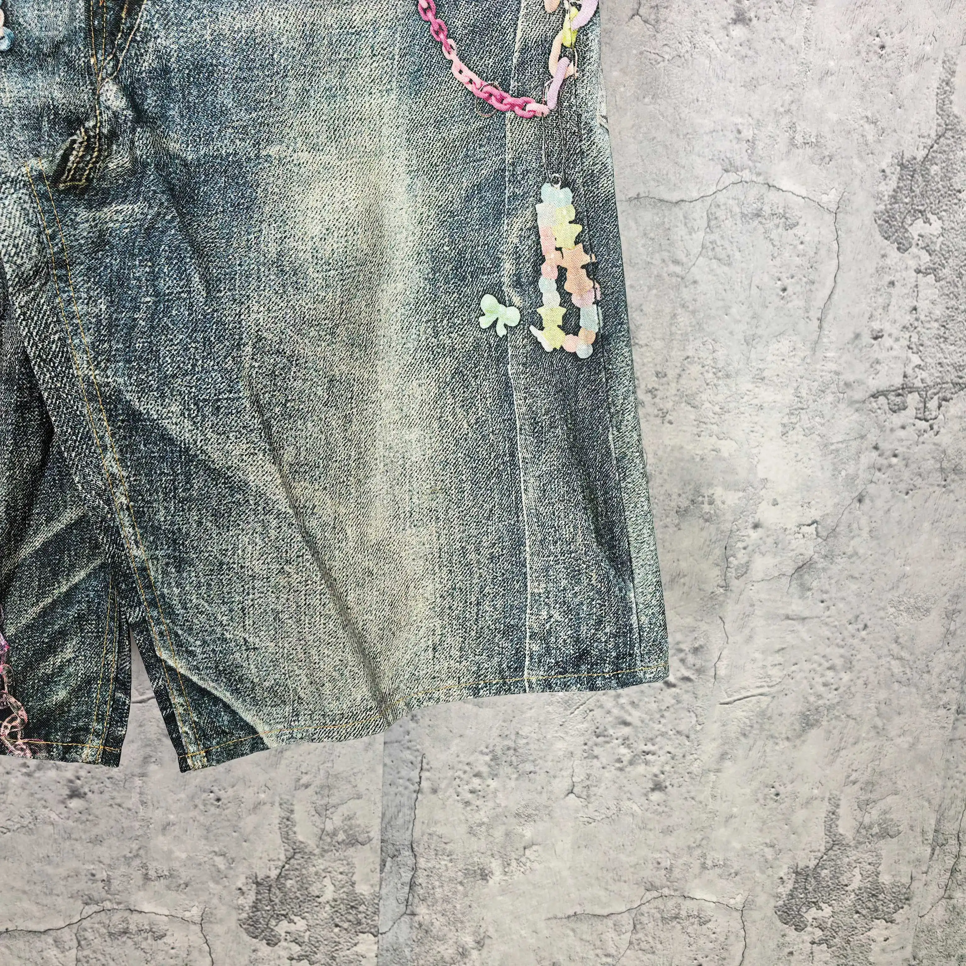 1996 Candy 3D Digital Print Denim Shorts D24024537 — view 15