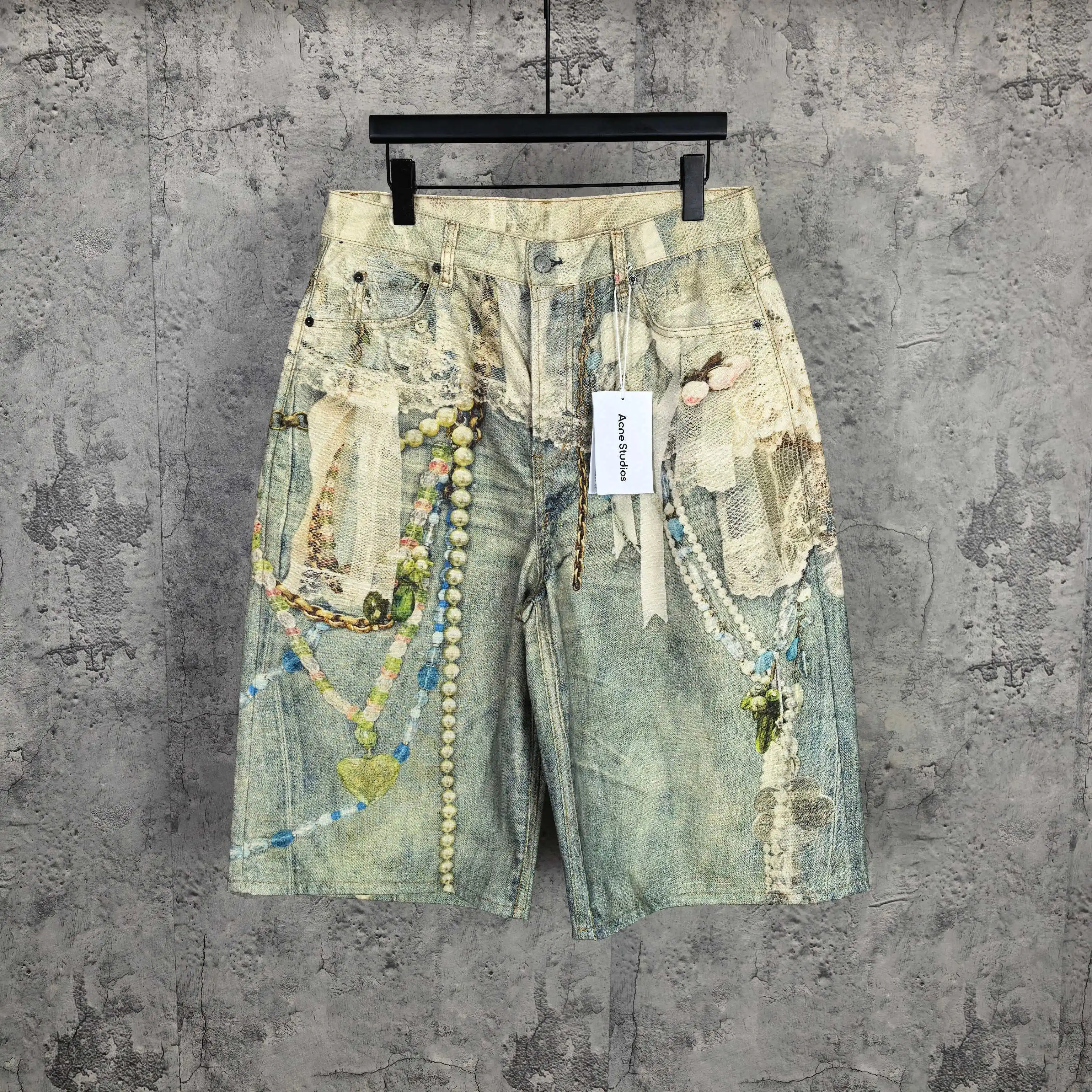 1996 Trompe L'oeil Print Denim Shorts D24024539