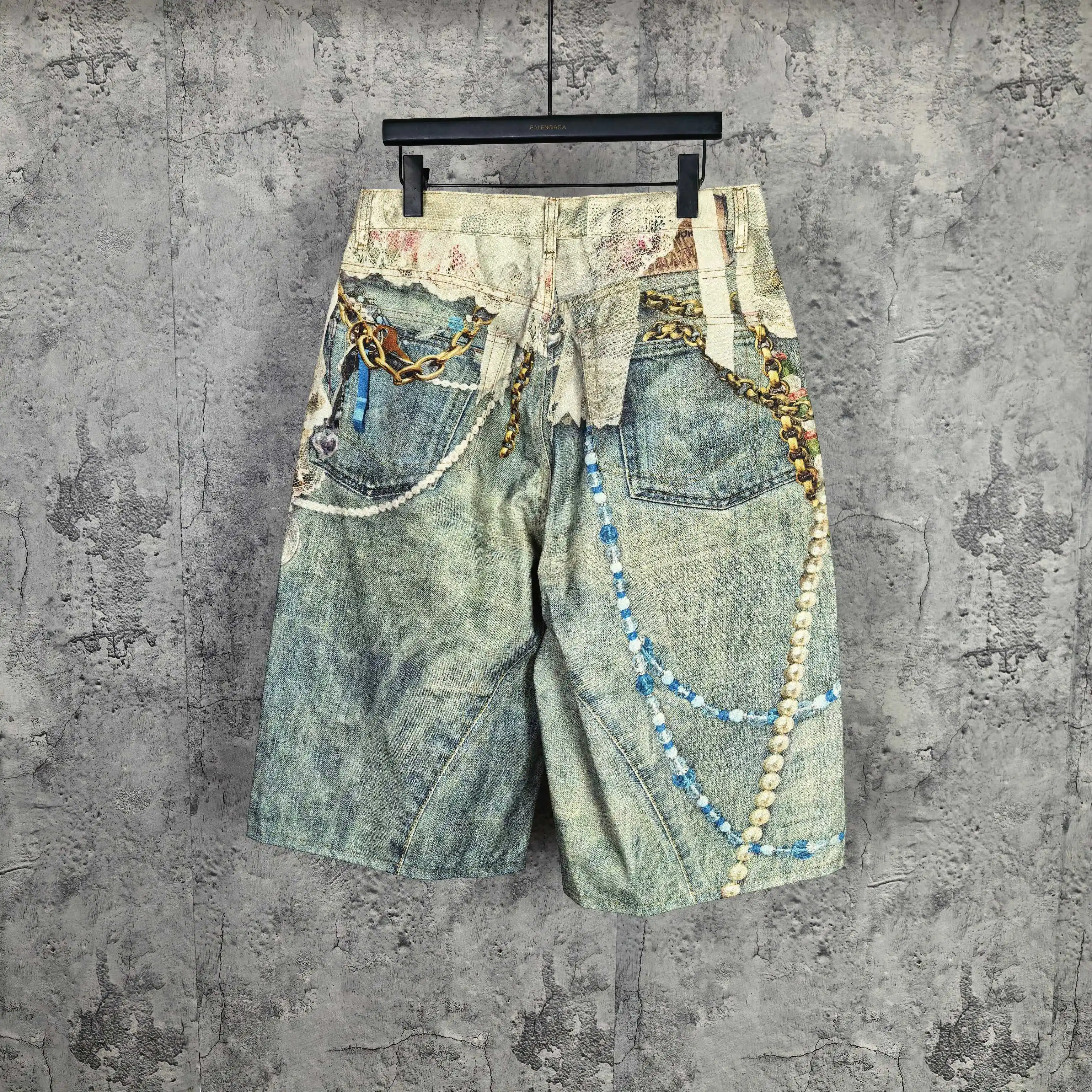 1996 Trompe L'oeil Print Denim Shorts D24024539 — view 2