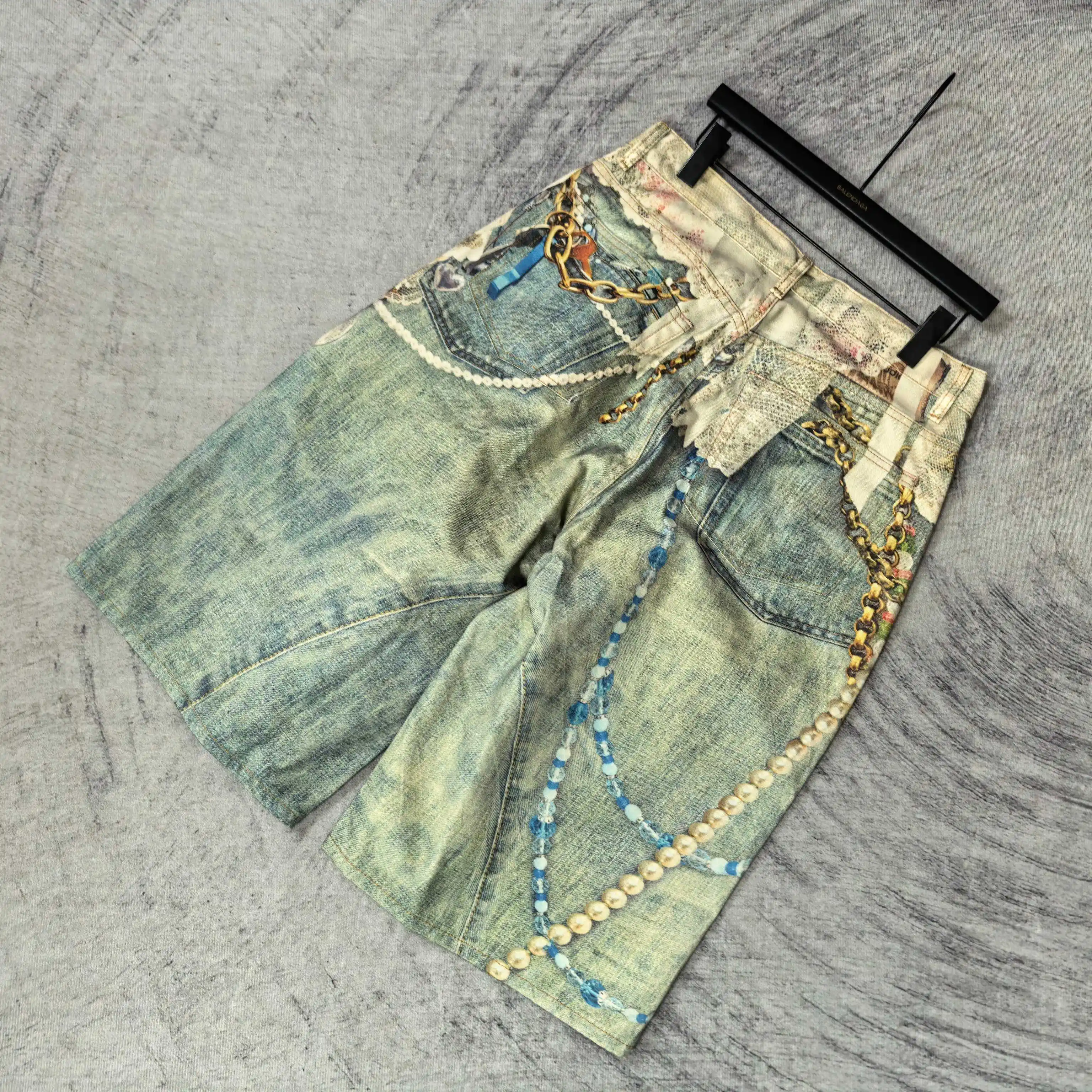 1996 Trompe L'oeil Print Denim Shorts D24024539 — view 5