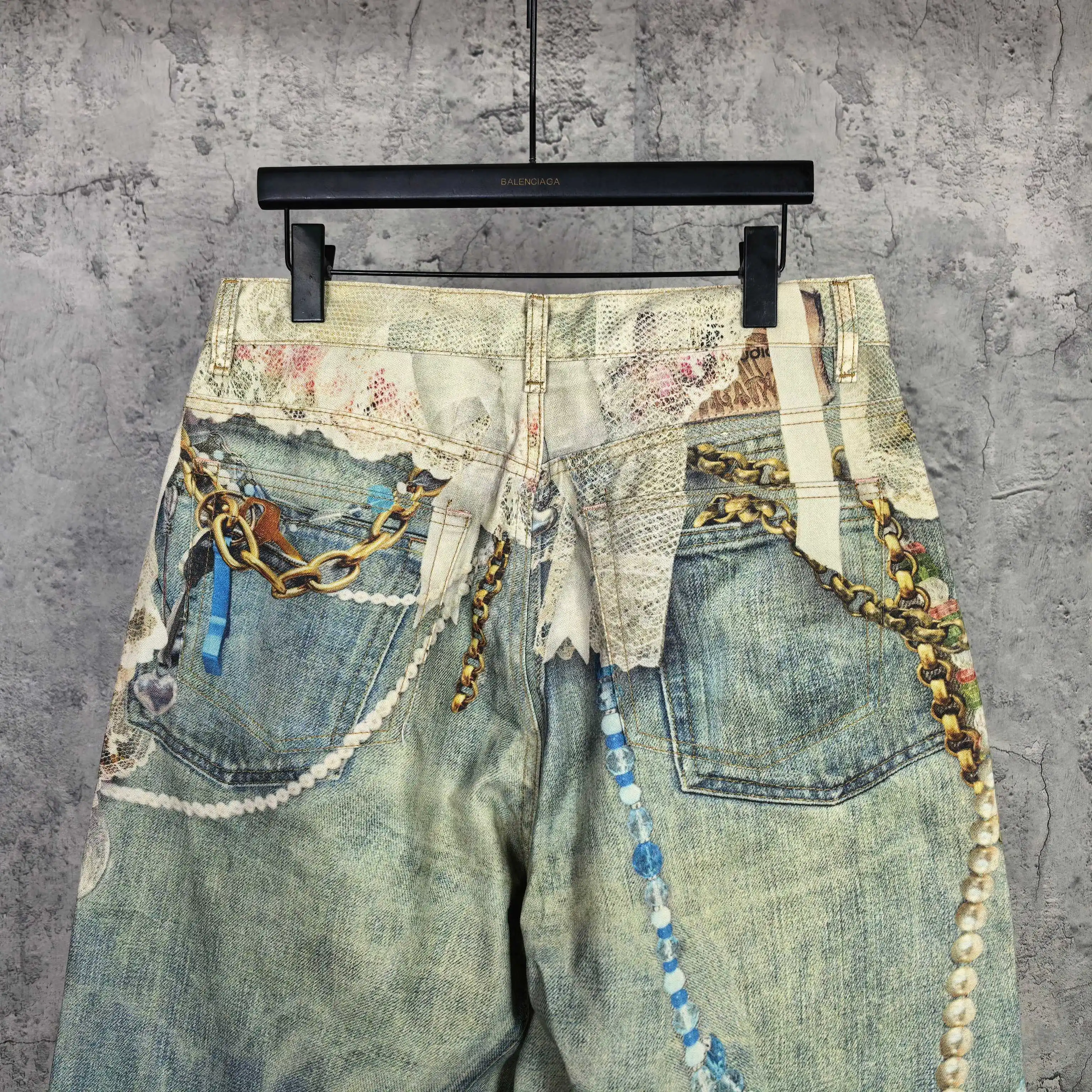 1996 Trompe L'oeil Print Denim Shorts D24024539 — view 6