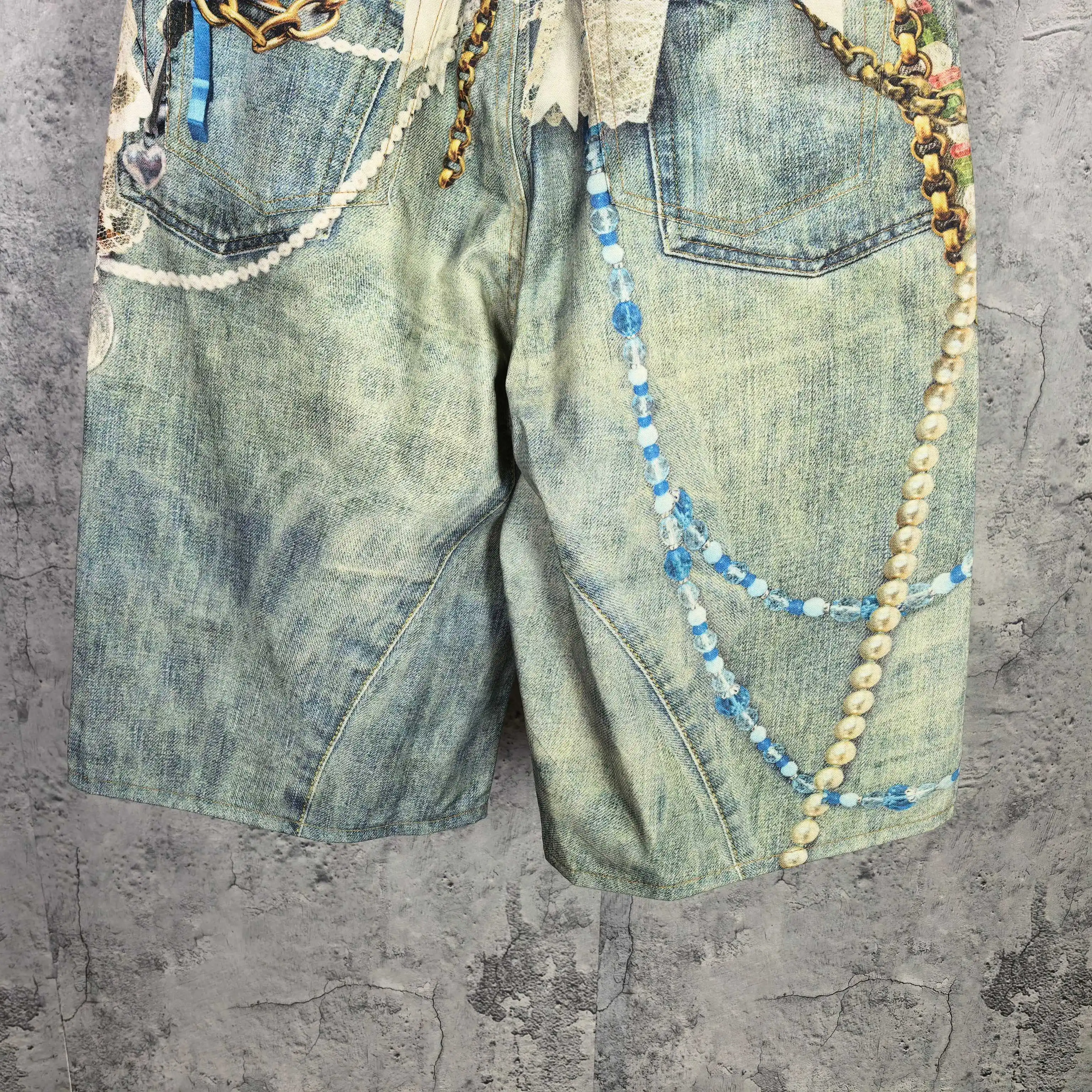 1996 Trompe L'oeil Print Denim Shorts D24024539 — view 9