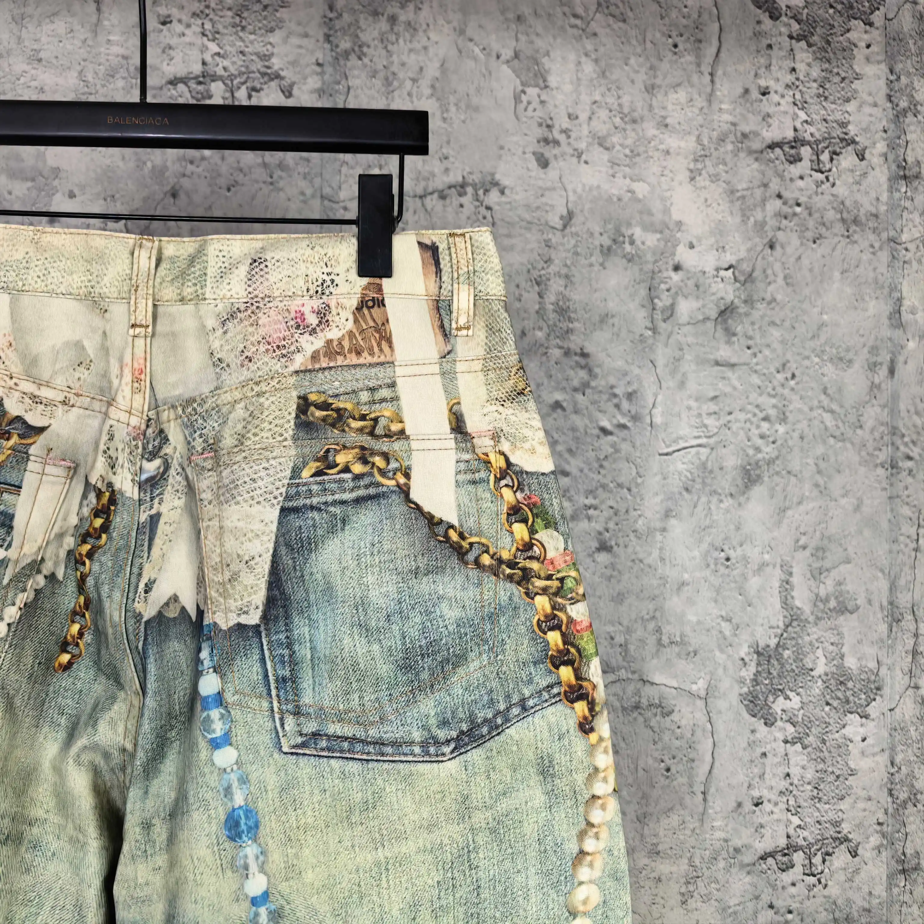 1996 Trompe L'oeil Print Denim Shorts D24024539 — view 11