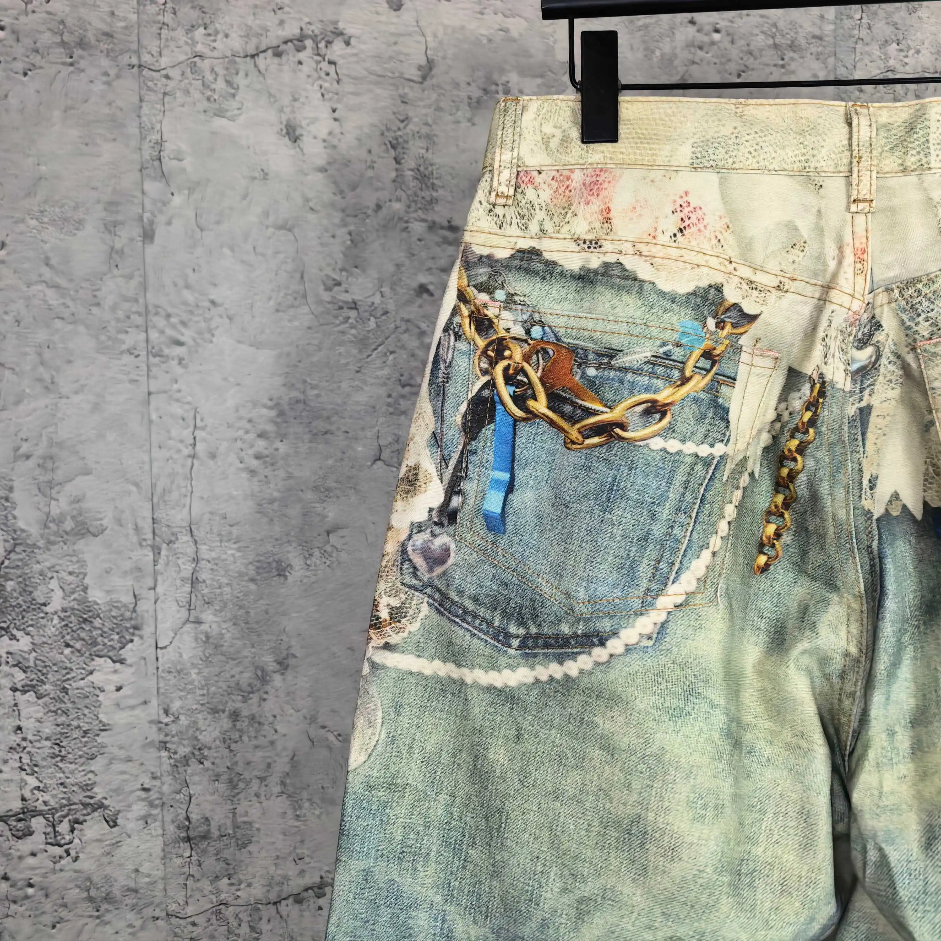 1996 Trompe L'oeil Print Denim Shorts D24024539 — view 14