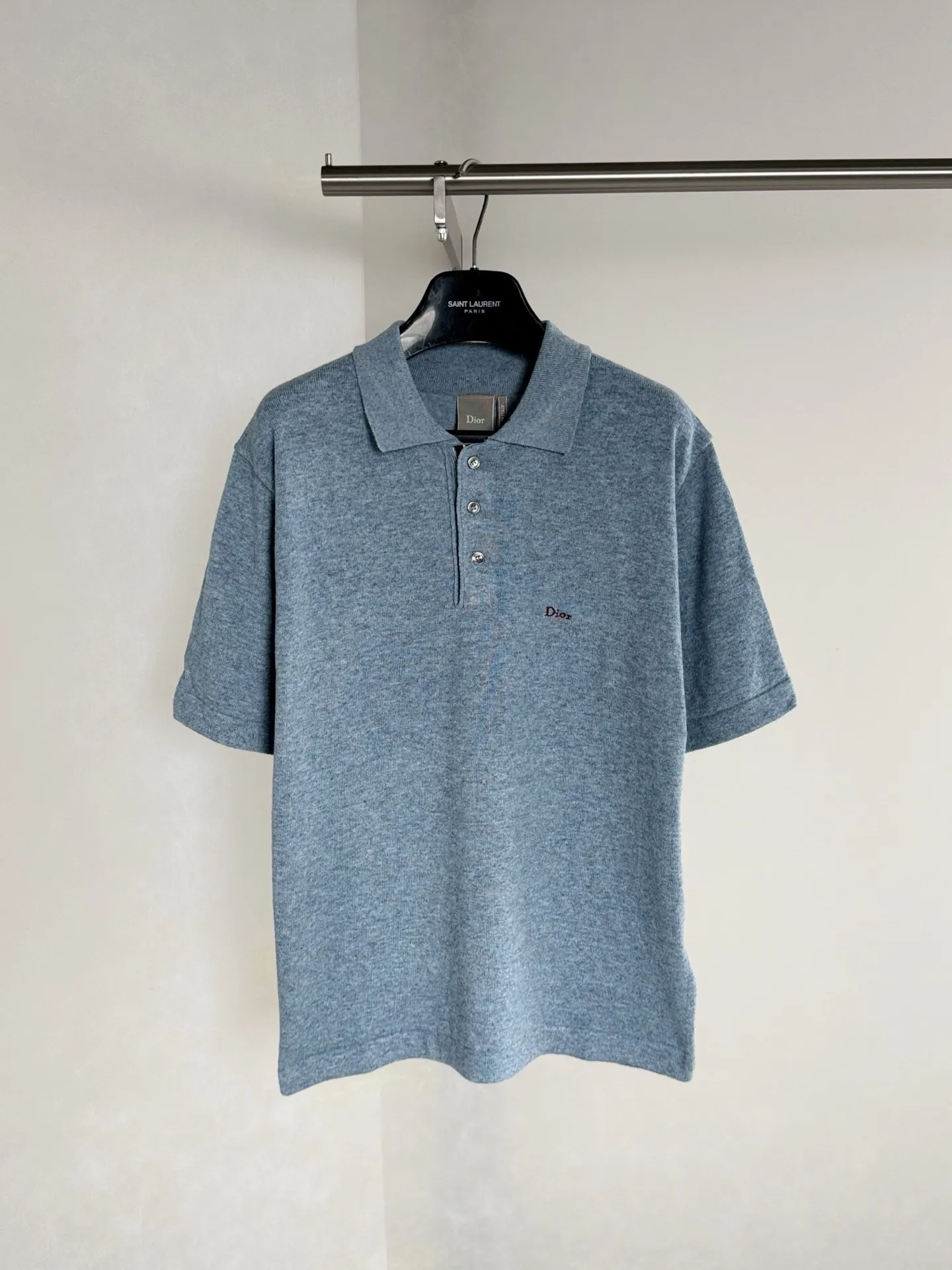 Logo-Embroidered Mélange Knit Polo Shirt D24018704
