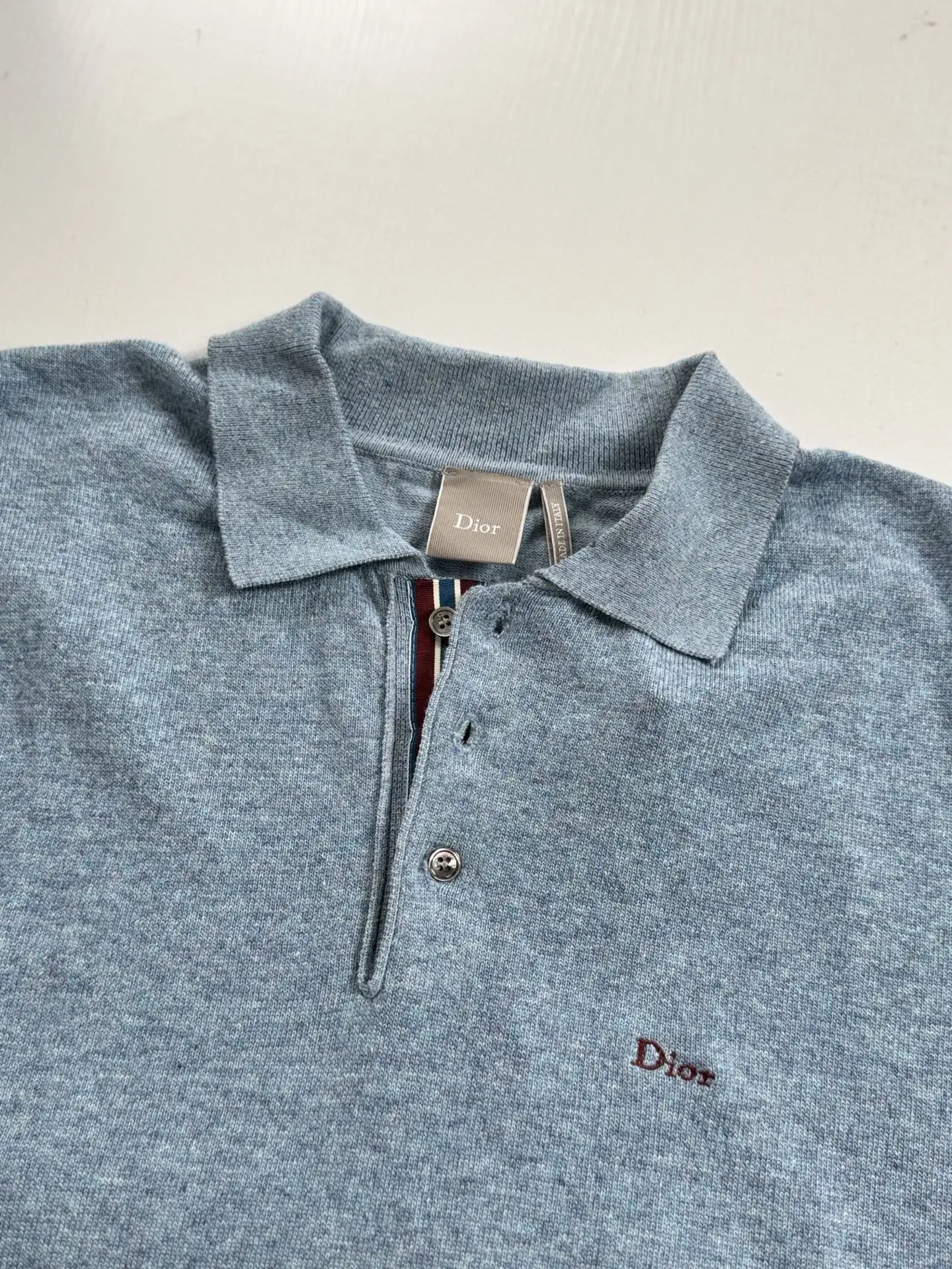 Logo-Embroidered Mélange Knit Polo Shirt D24018704 — view 4
