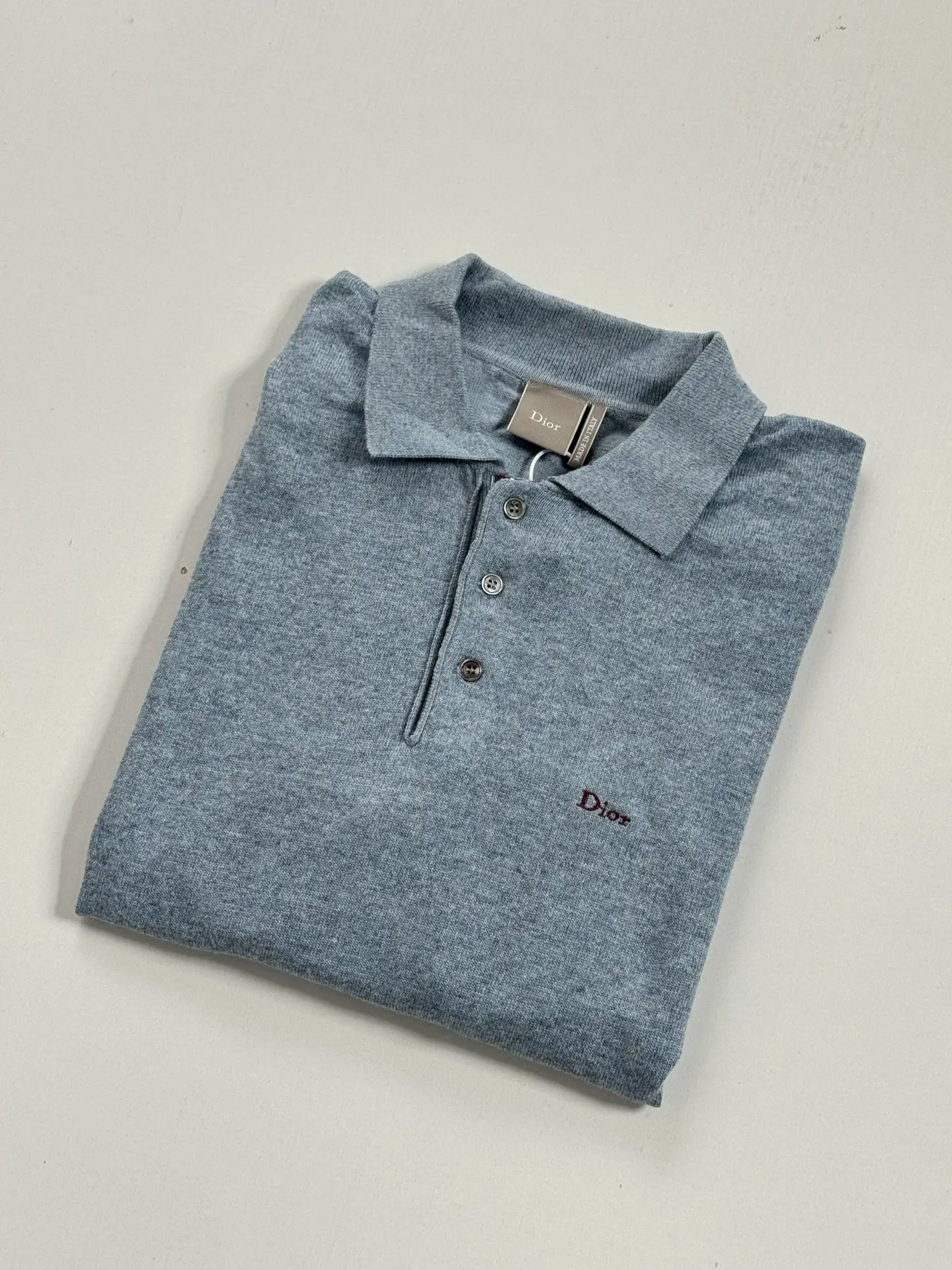 Logo-Embroidered Mélange Knit Polo Shirt D24018704 — view 6