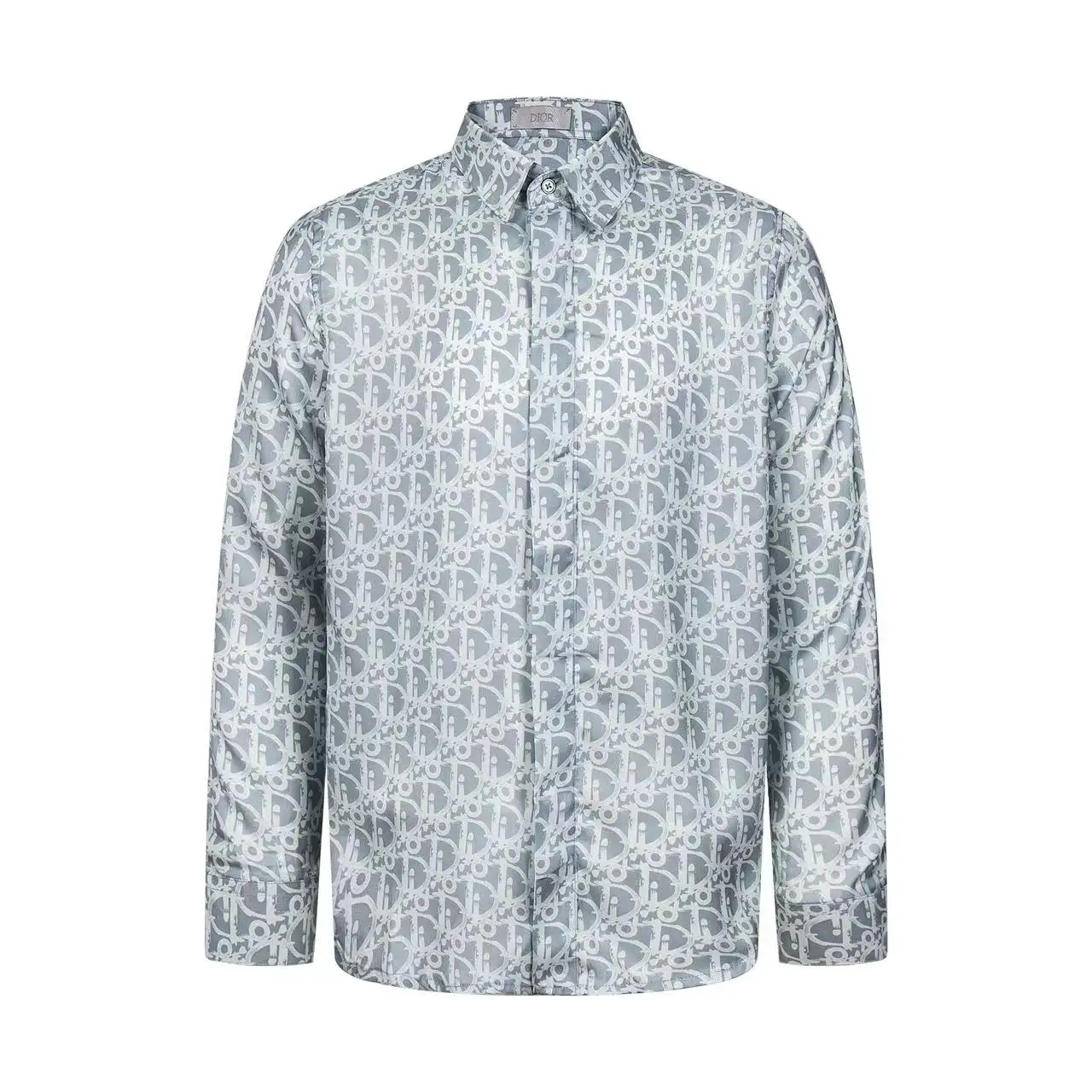 Oblique Monogram Satin Long-Sleeved Shirt D24013438