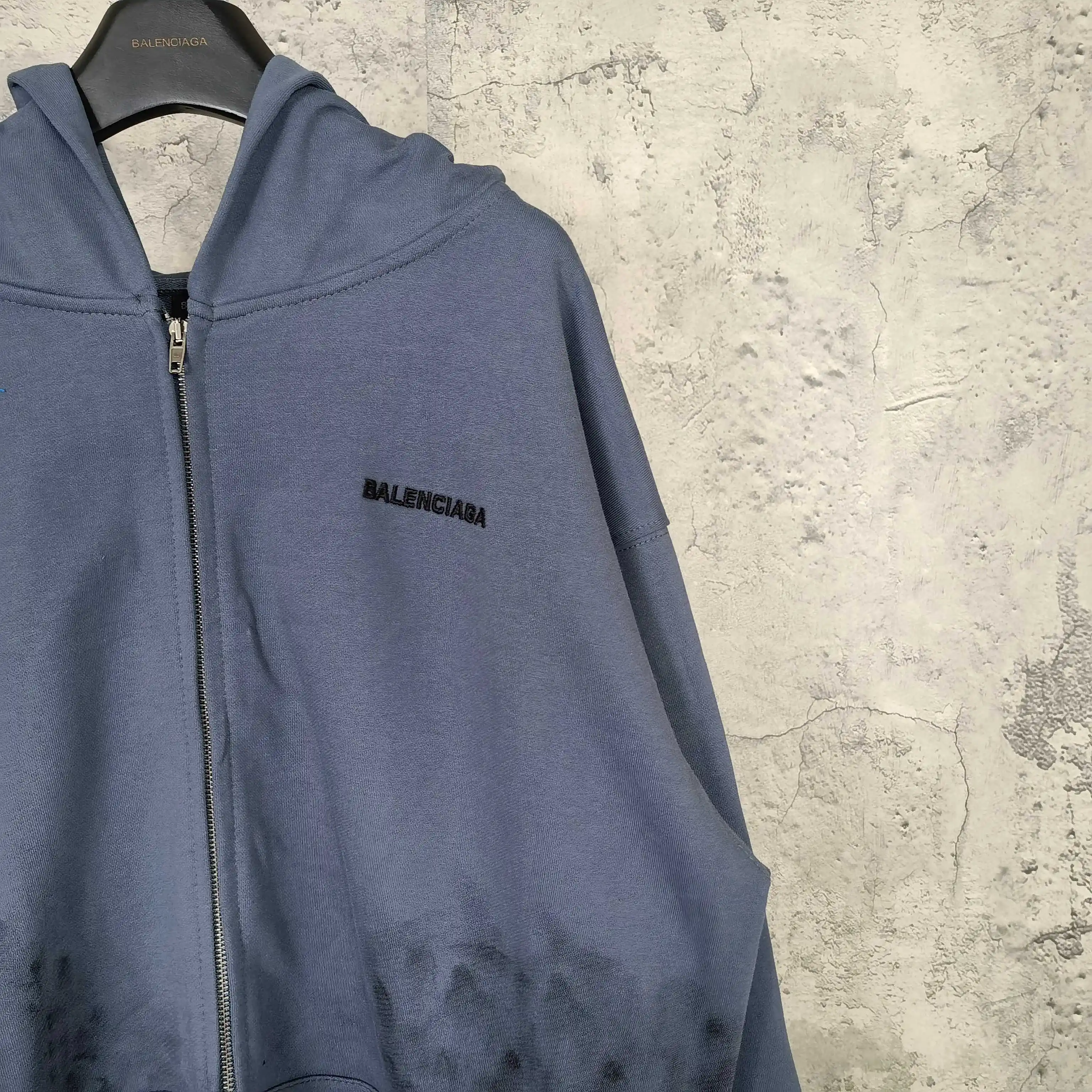 Distressed Paint-Splatter Zip-Up Hoodie D24524518 — view 9