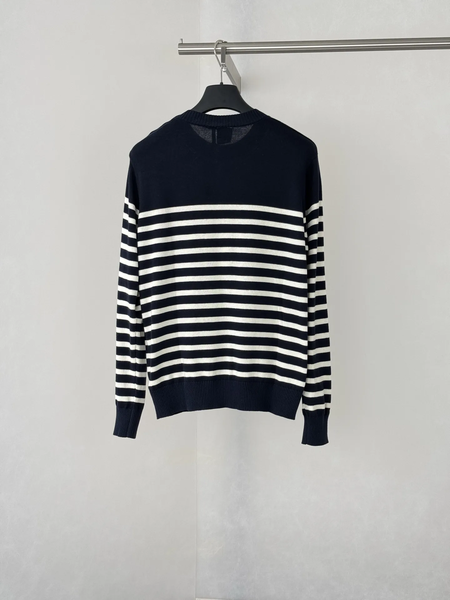 Striped Knit Sweater with Button Shoulder D24518762 — view 2