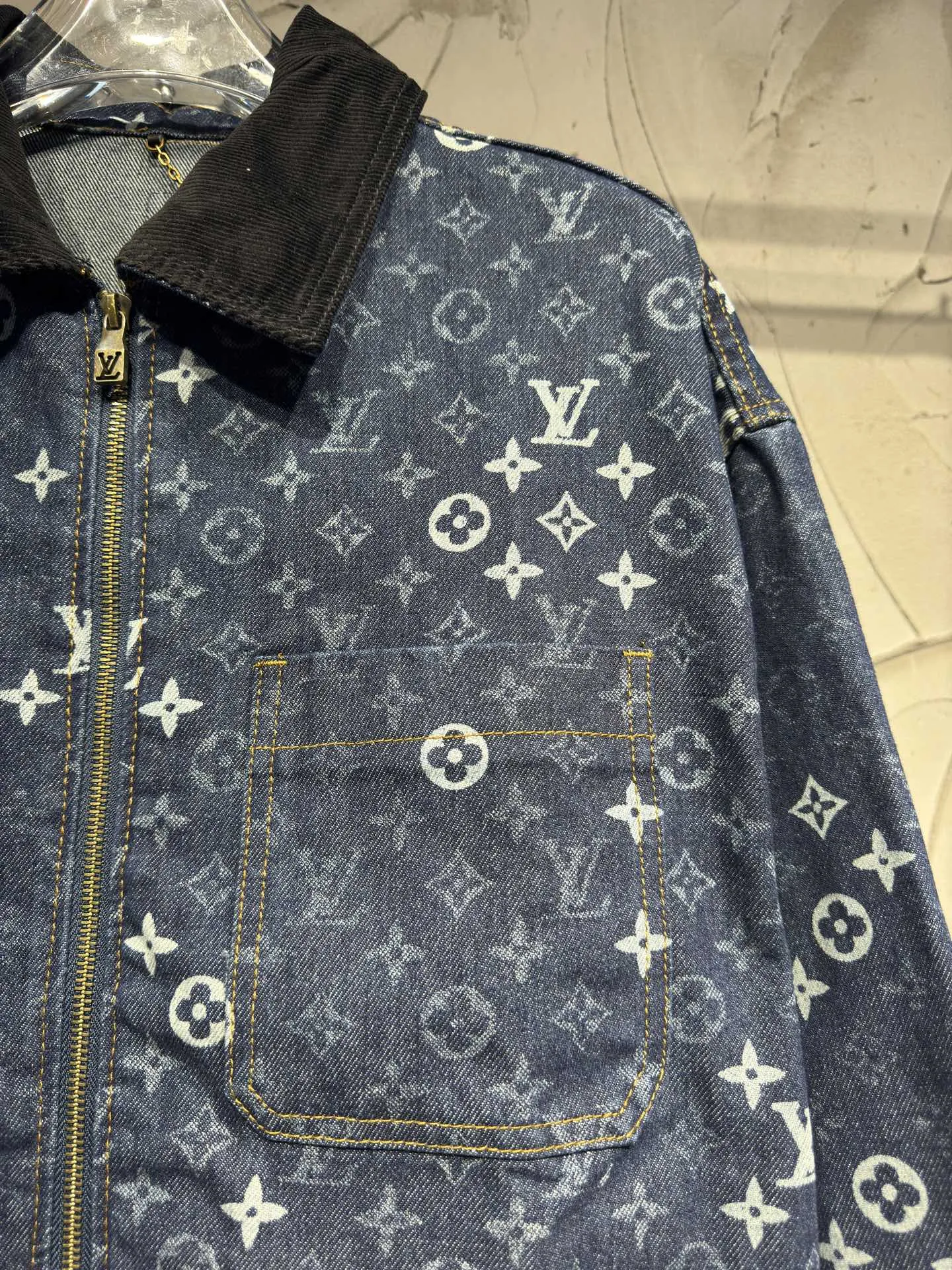 Monogram Denim Zip-Up Jacket with Corduroy Collar D24524343 — view 2