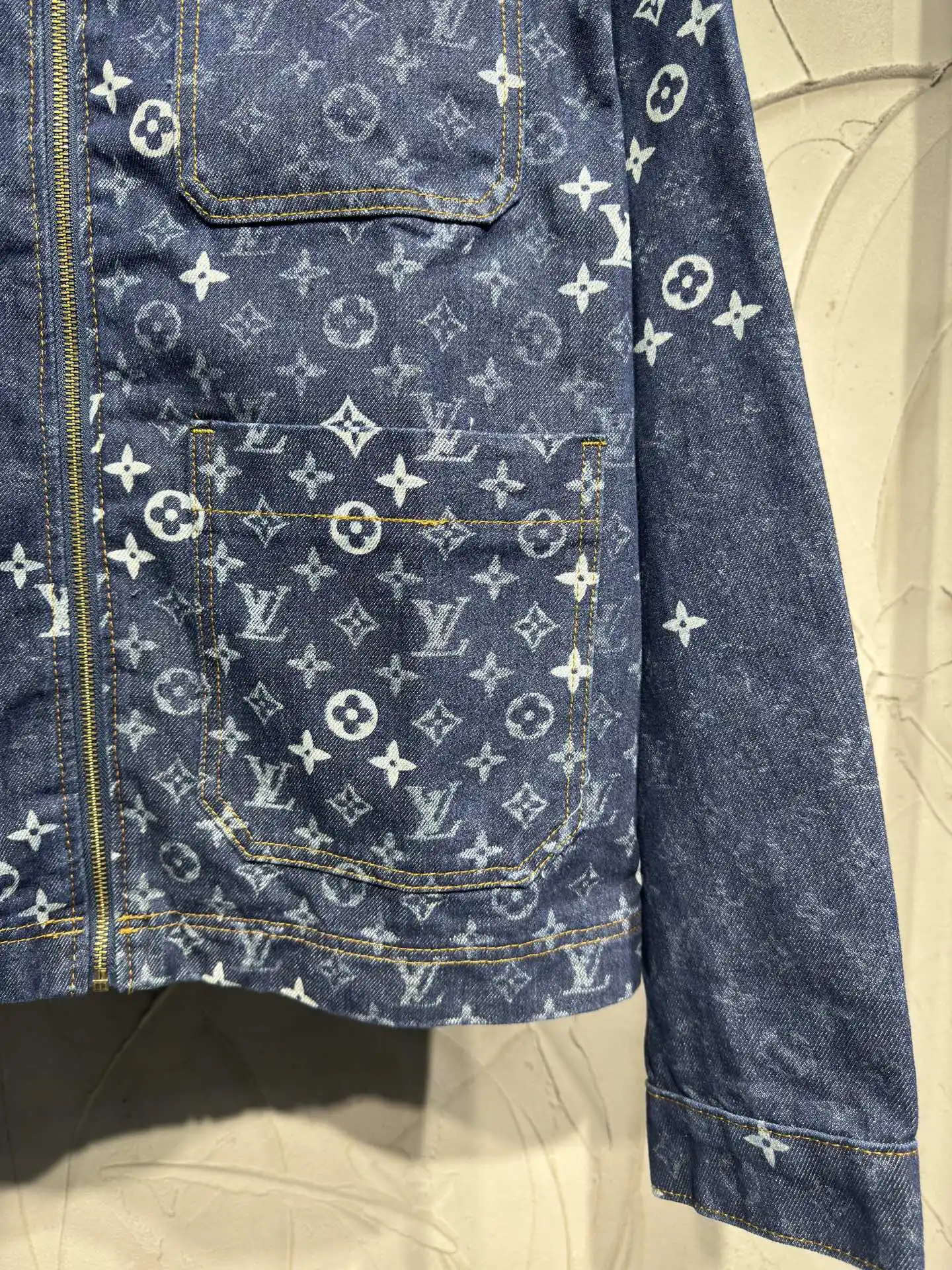 Monogram Denim Zip-Up Jacket with Corduroy Collar D24524343 — view 3
