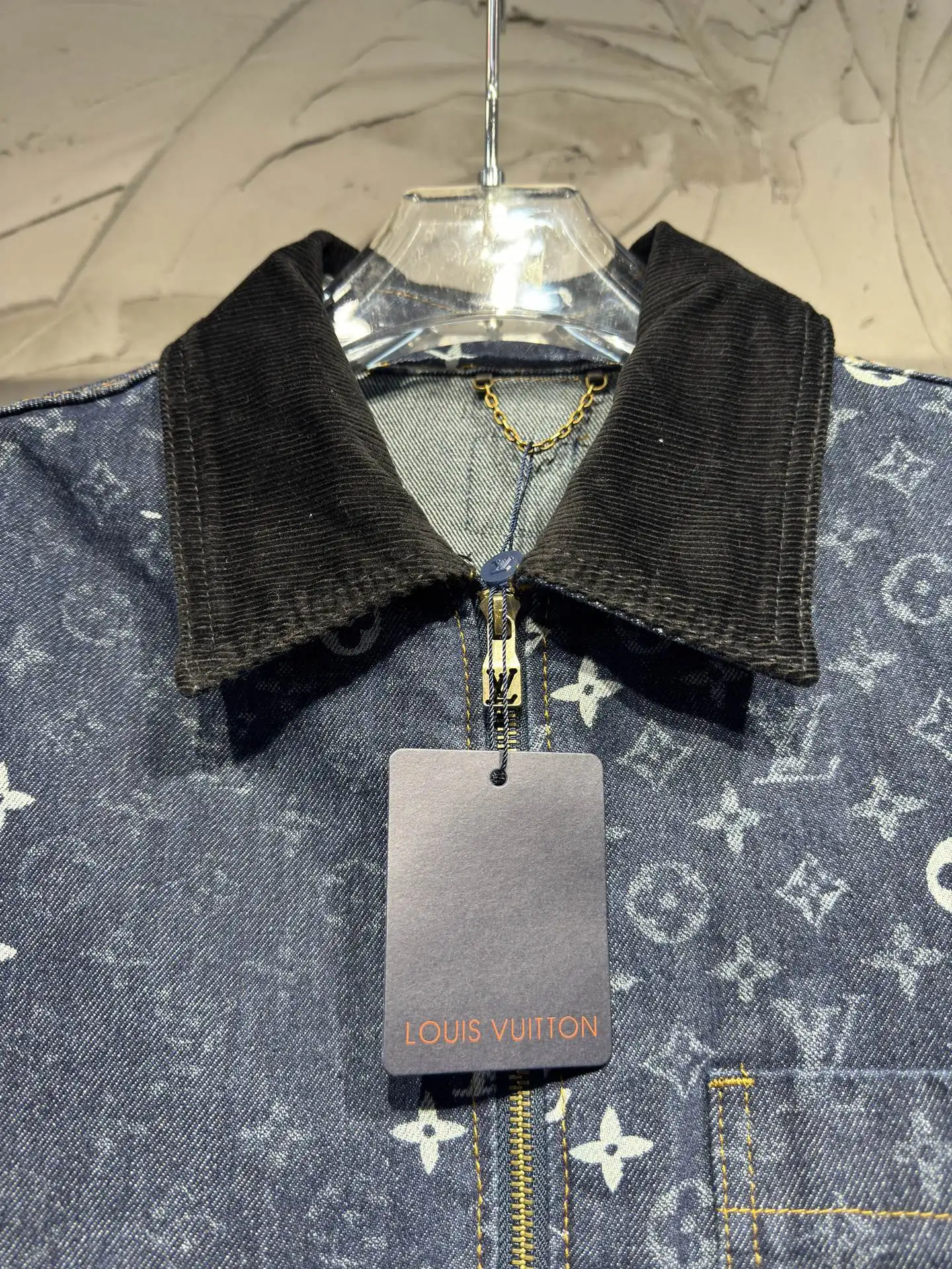Monogram Denim Zip-Up Jacket with Corduroy Collar D24524343 — view 7