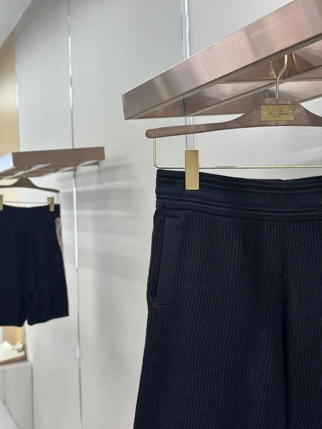 Check-Trim Ribbed Knit Cotton Shorts D25019195 — view 5