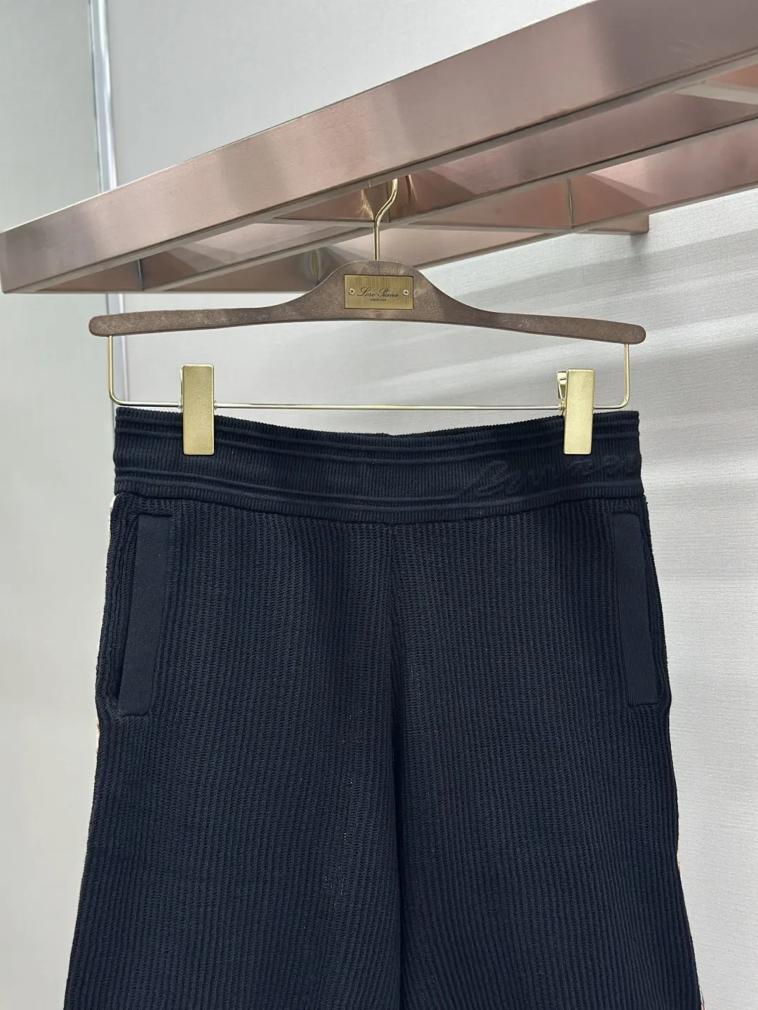 Check-Trim Ribbed Knit Cotton Shorts D25019195 — view 6