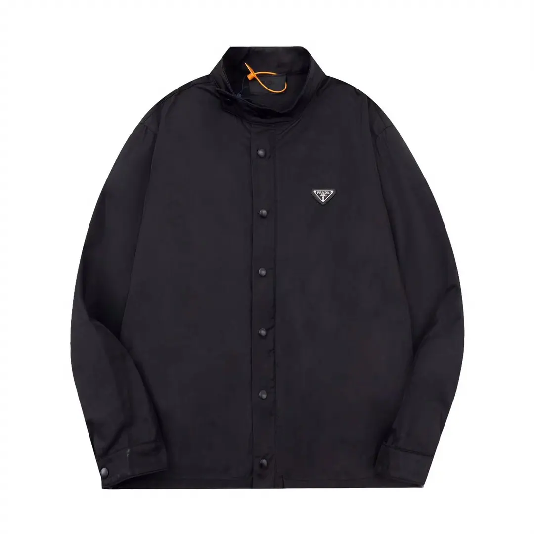 Logo-Plaque Nylon Zip-Up Shirt Jacket D25013445