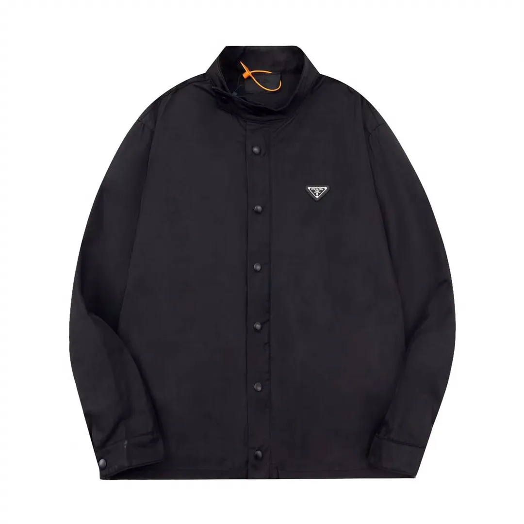 Logo-Plaque Nylon Zip-Up Shirt Jacket D25013445