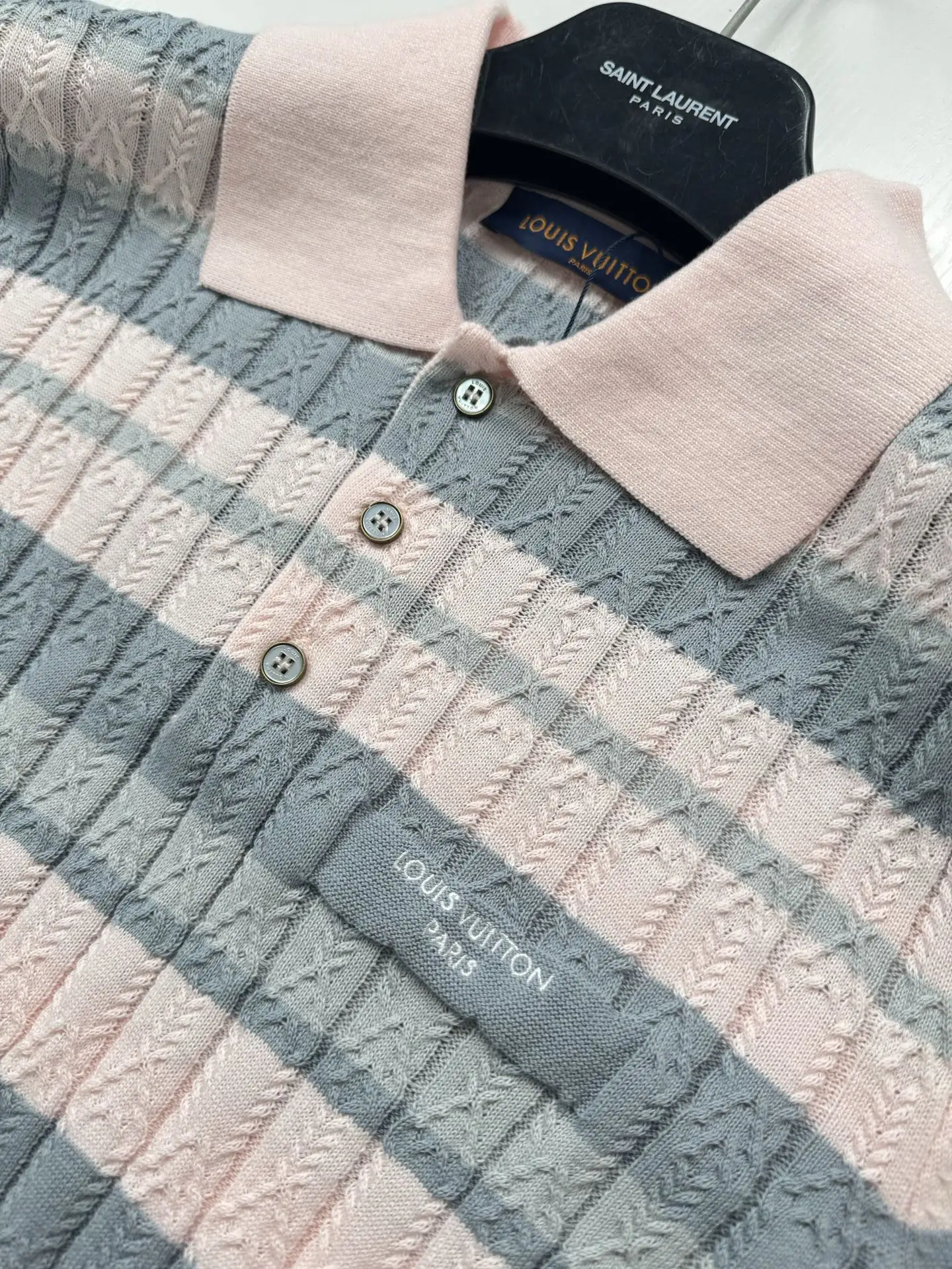 Striped Cable-Knit Short-Sleeve Polo Shirt D25518707 — view 4