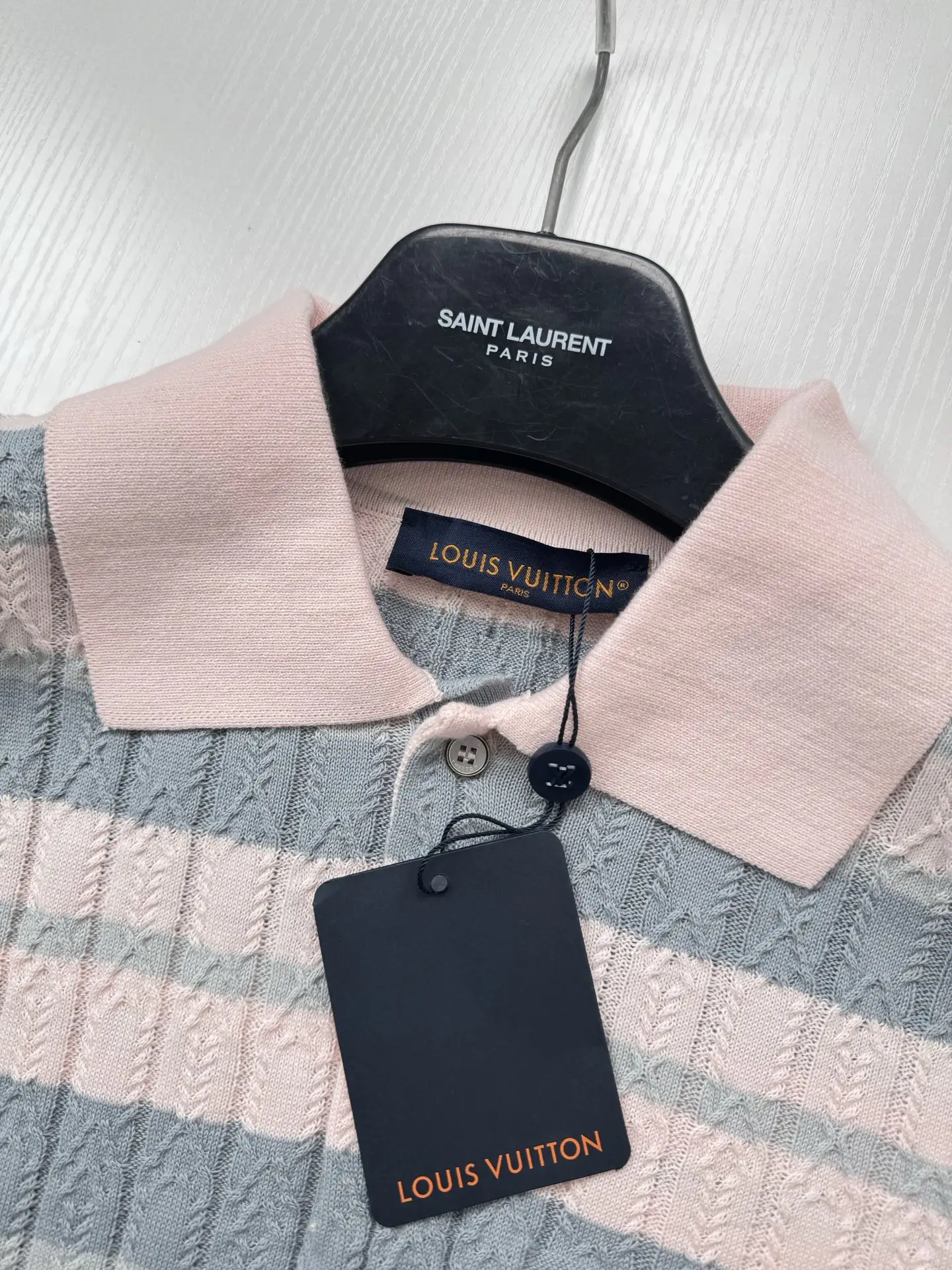 Striped Cable-Knit Short-Sleeve Polo Shirt D25518707 — view 5