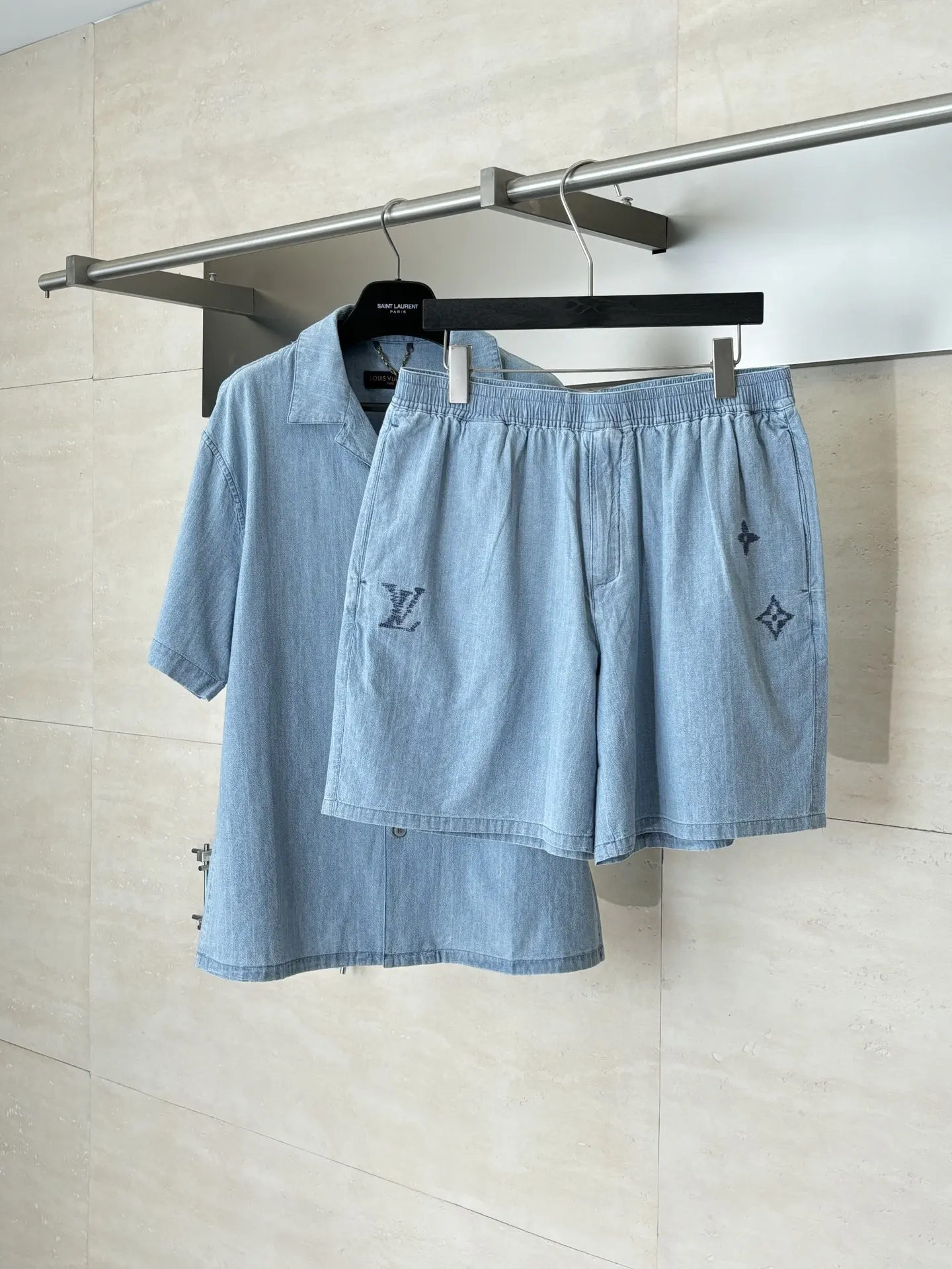 Monogram Embroidered Chambray Denim Shorts D25518725 — view 4