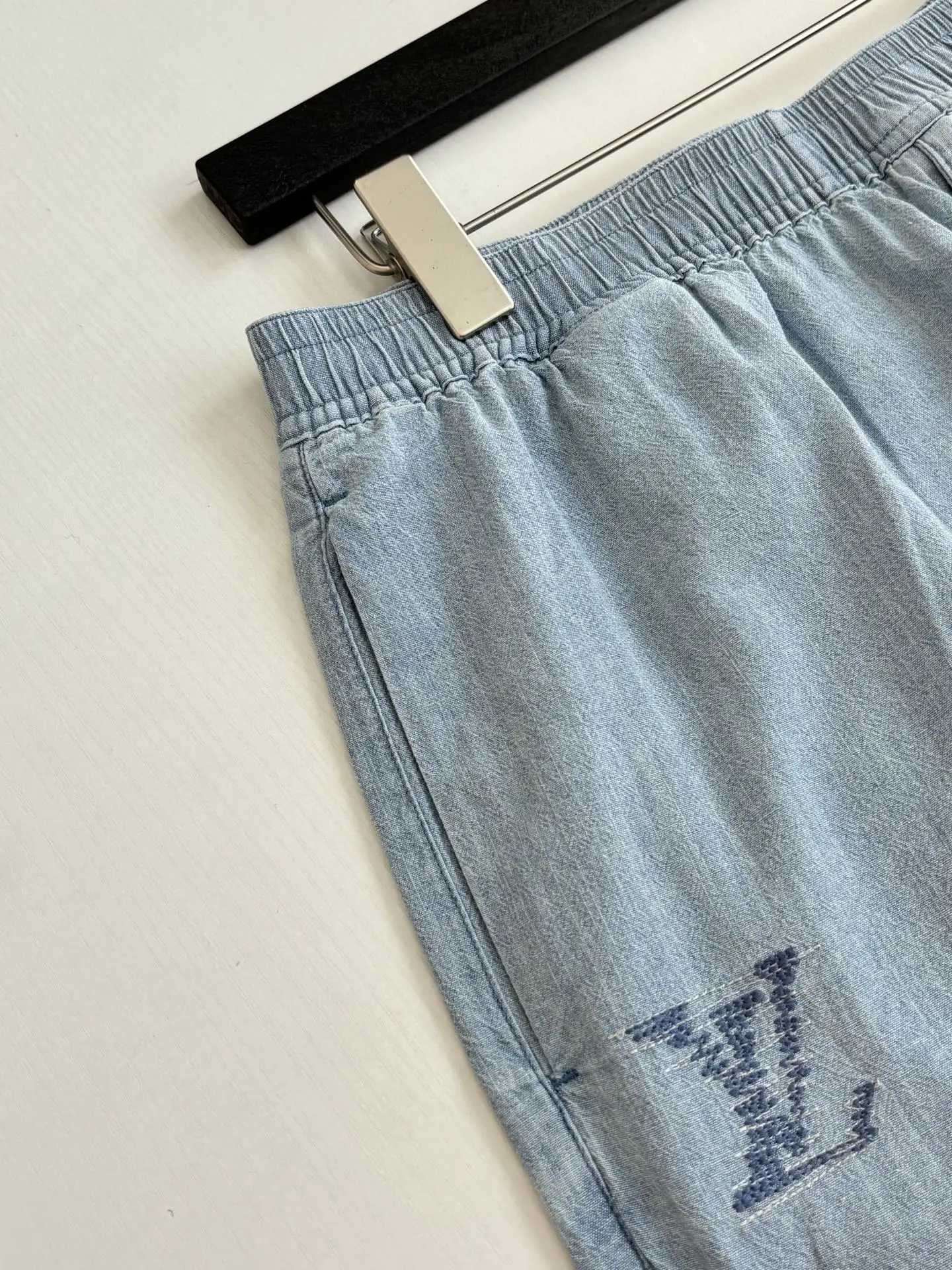 Monogram Embroidered Chambray Denim Shorts D25518725 — view 5