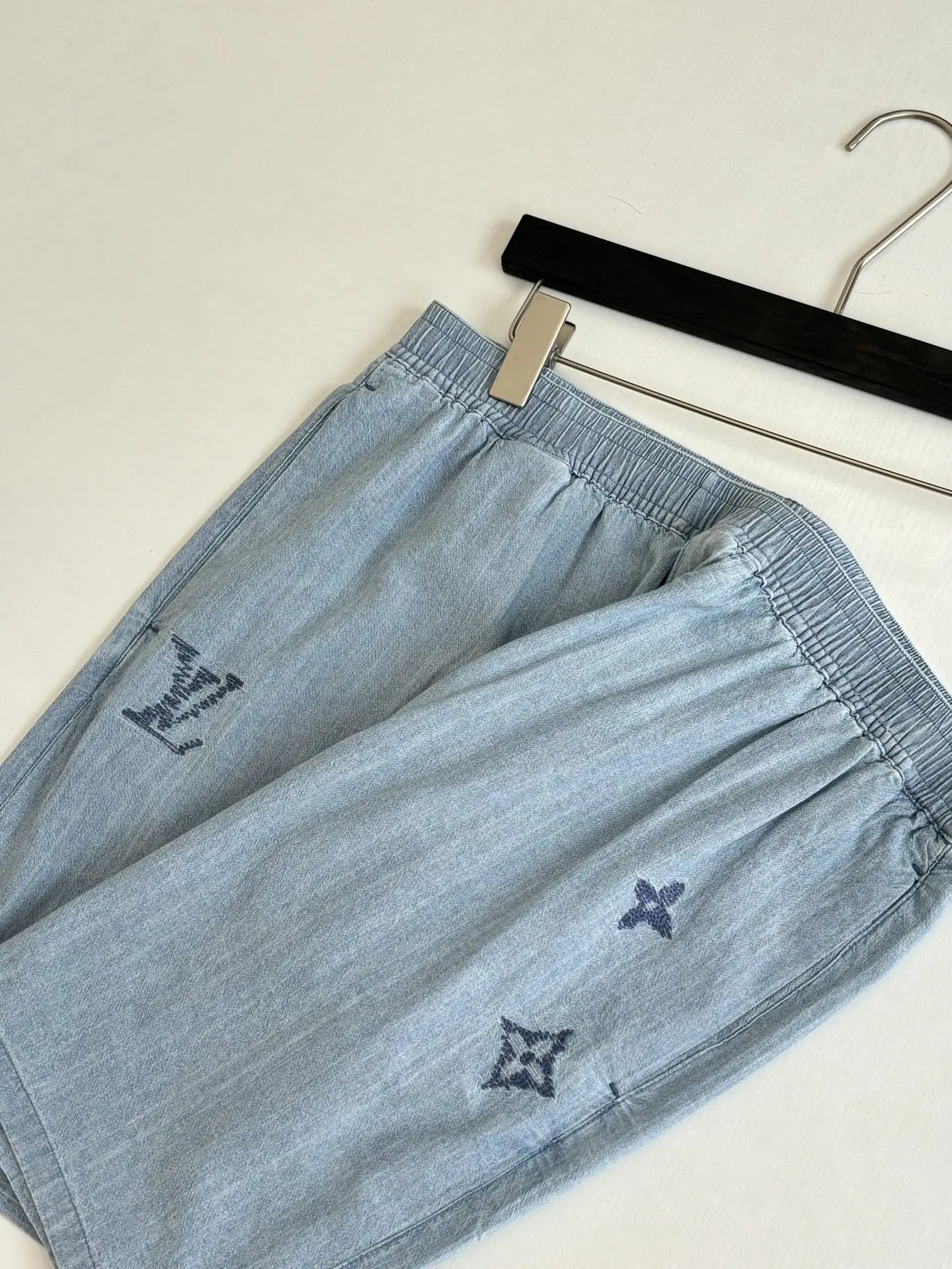 Monogram Embroidered Chambray Denim Shorts D25518725 — view 7
