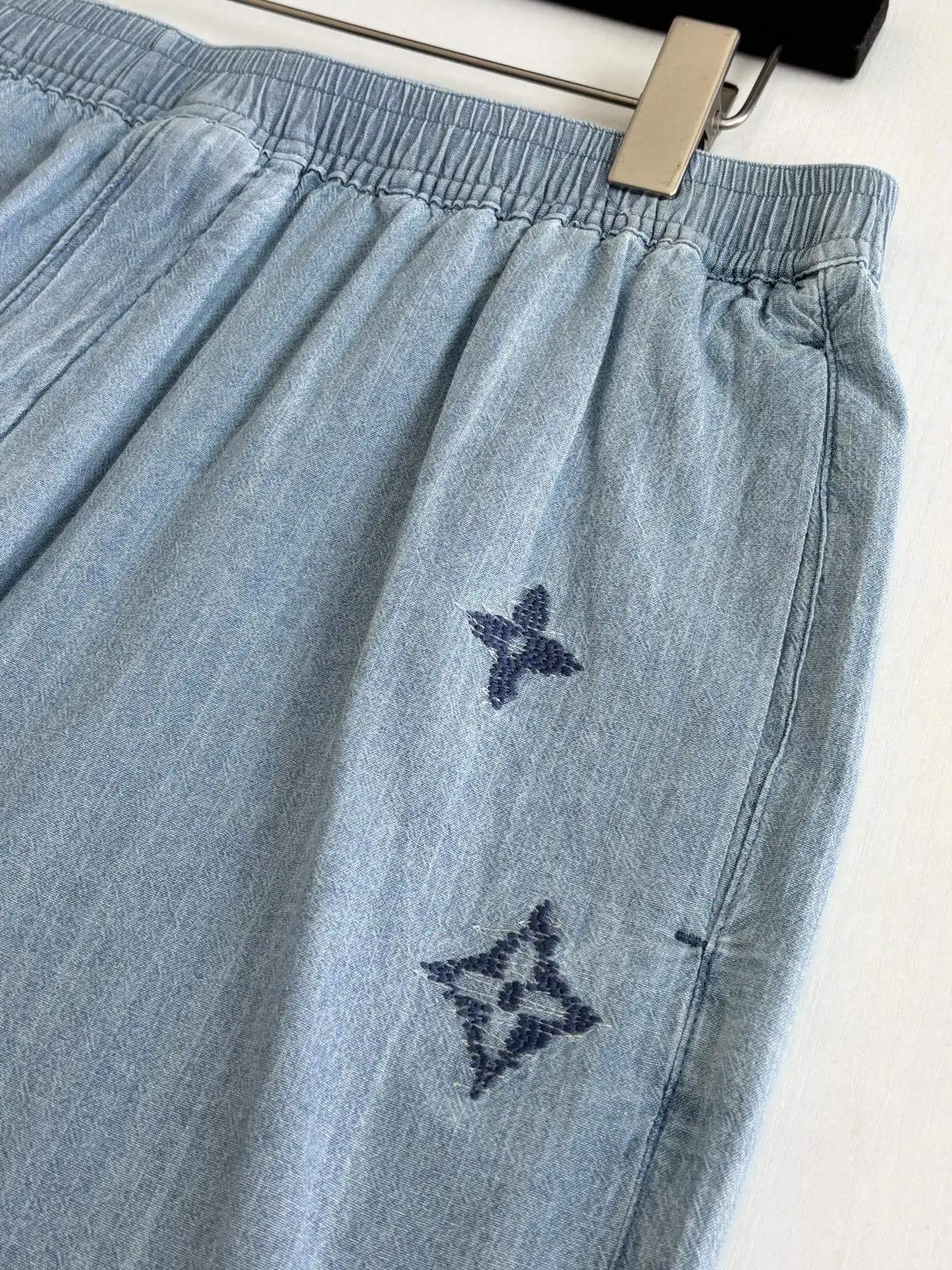Monogram Embroidered Chambray Denim Shorts D25518725 — view 8