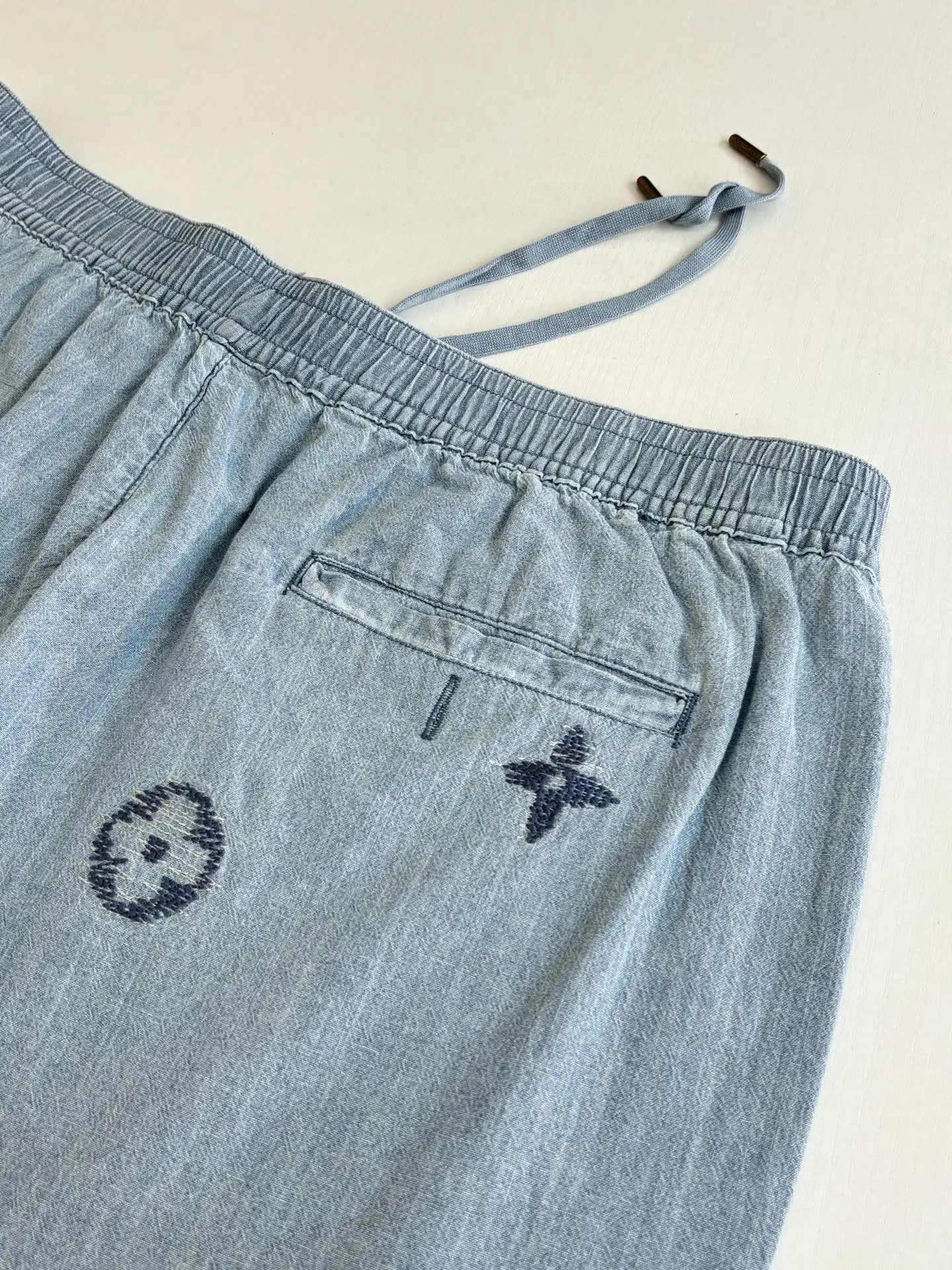 Monogram Embroidered Chambray Denim Shorts D25518725 — view 10