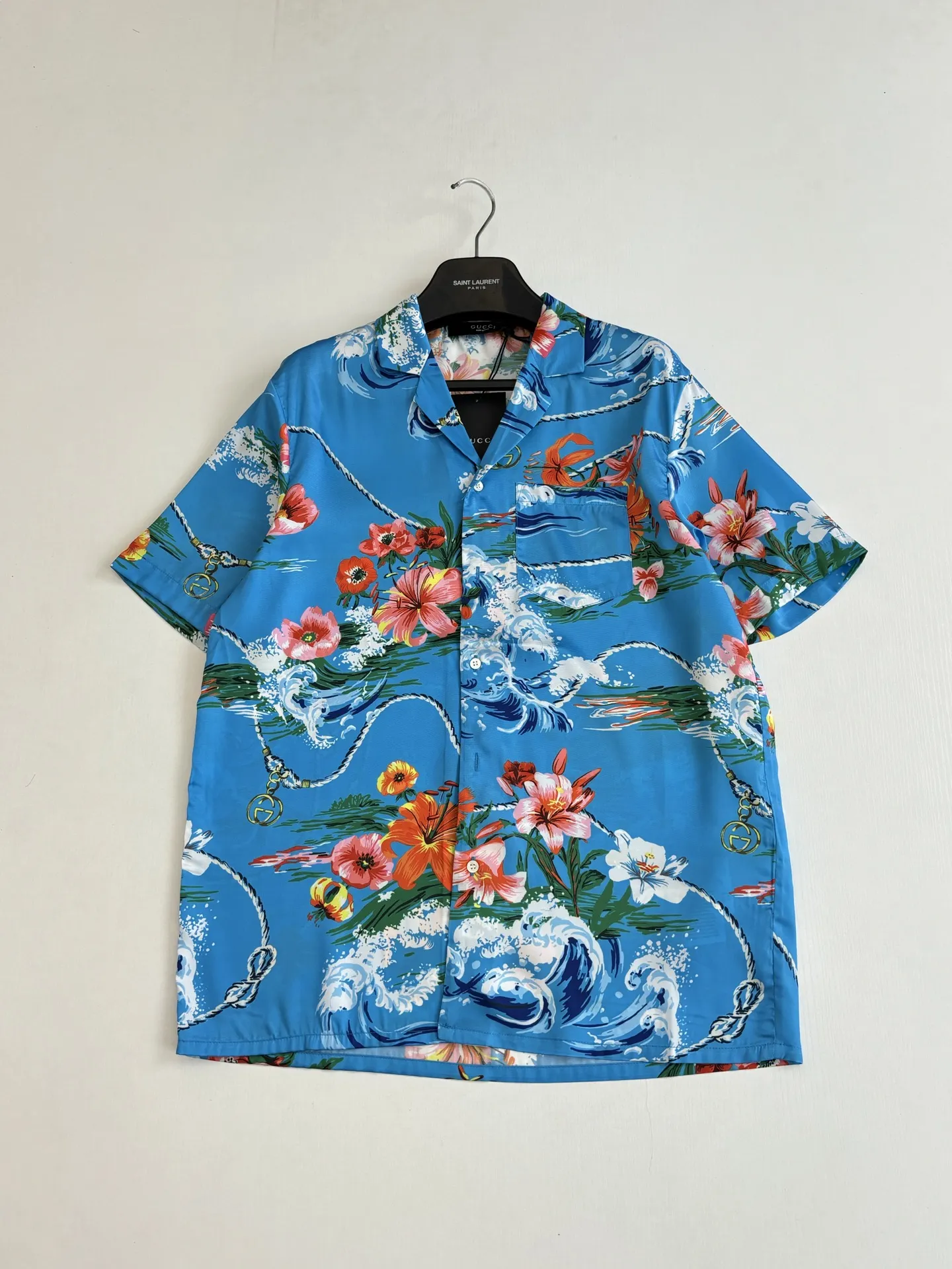 Floral and Wave Print Camp-Collar Shirt D25518600 — view 3
