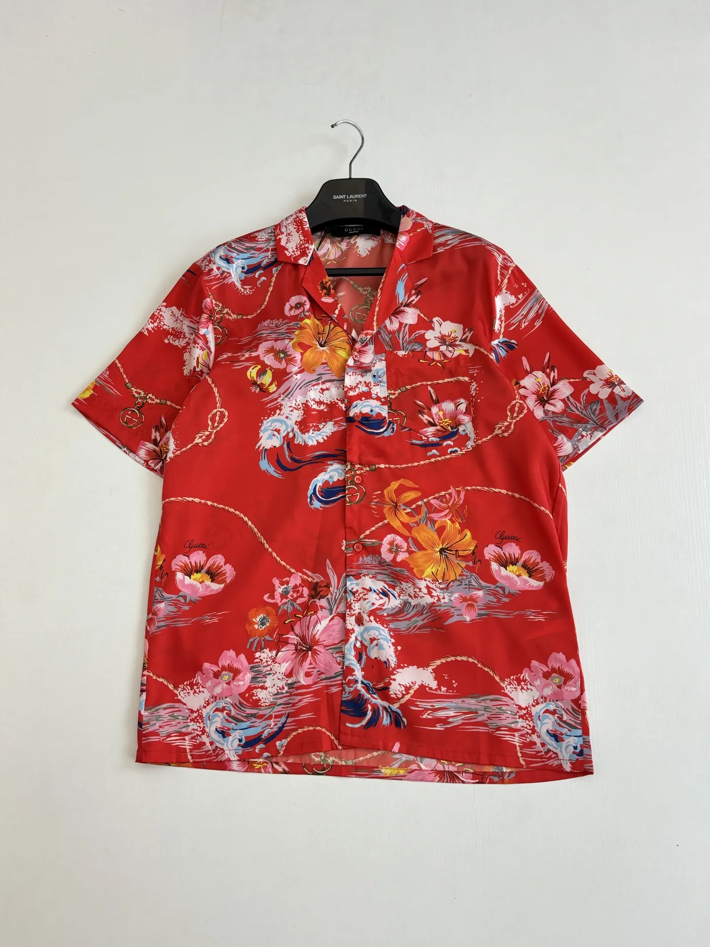 Floral Wave Print Acetate Camp-Collar Shirt D25518598 — view 3