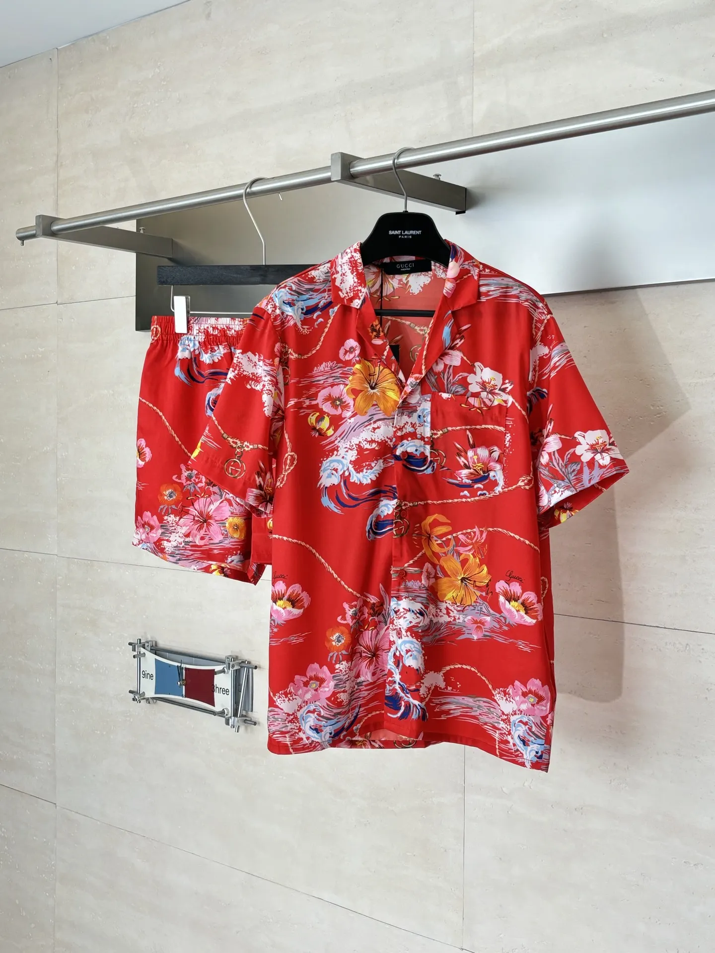 Floral Wave Print Acetate Camp-Collar Shirt D25518598 — view 4