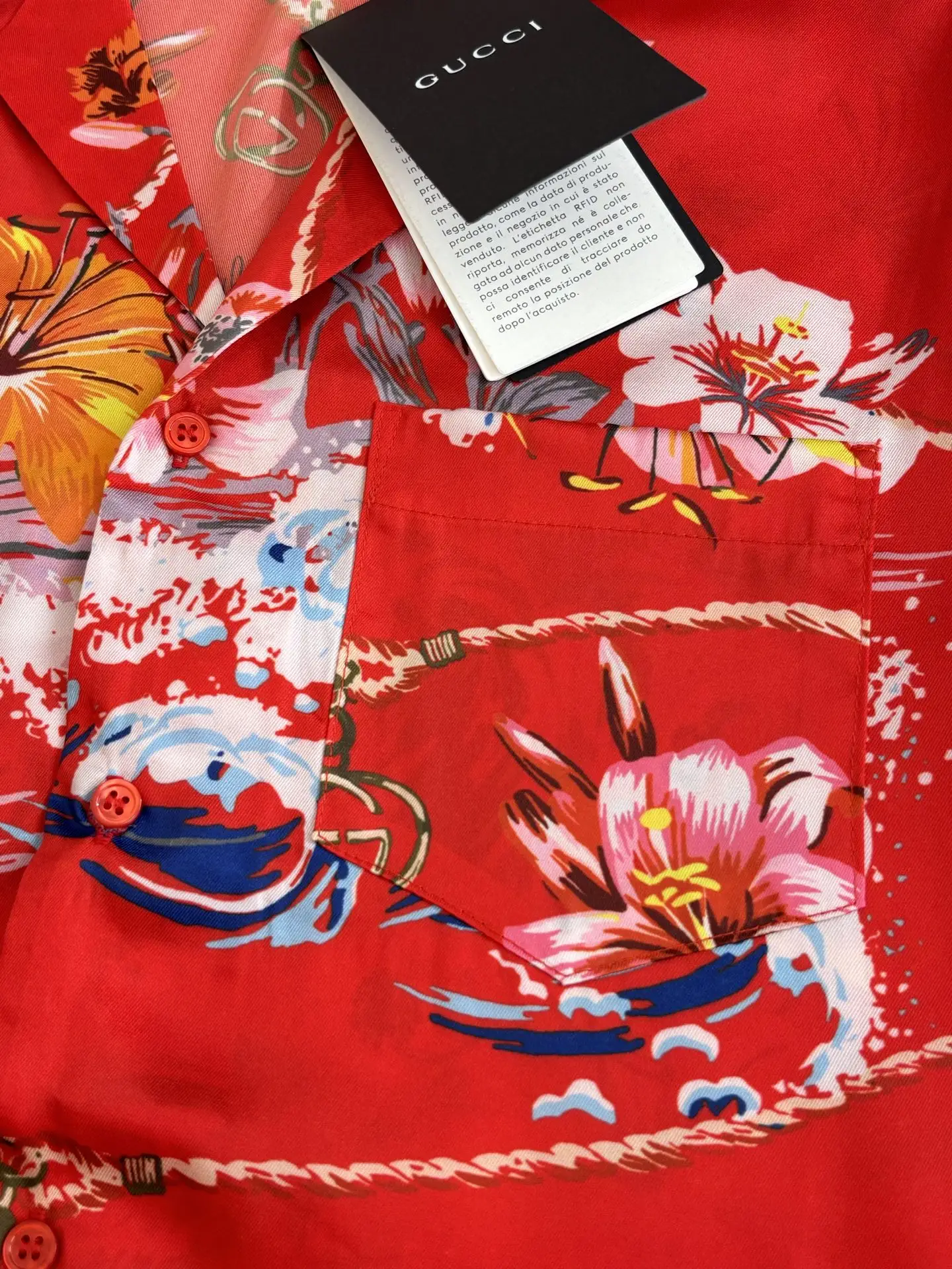Floral Wave Print Acetate Camp-Collar Shirt D25518598 — view 6