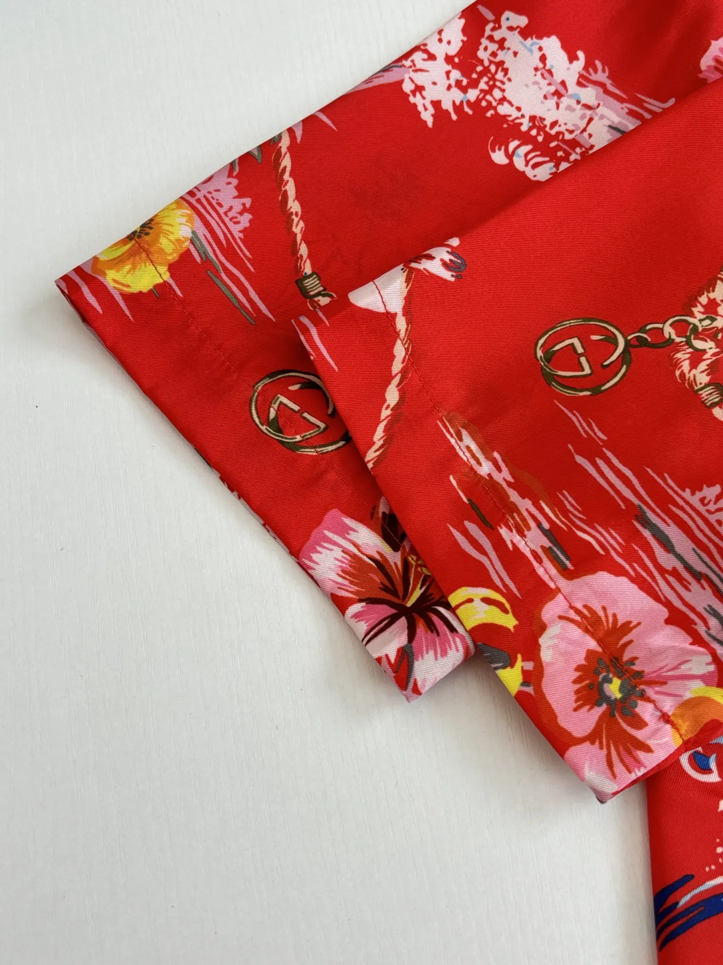 Floral Wave Print Acetate Camp-Collar Shirt D25518598 — view 9