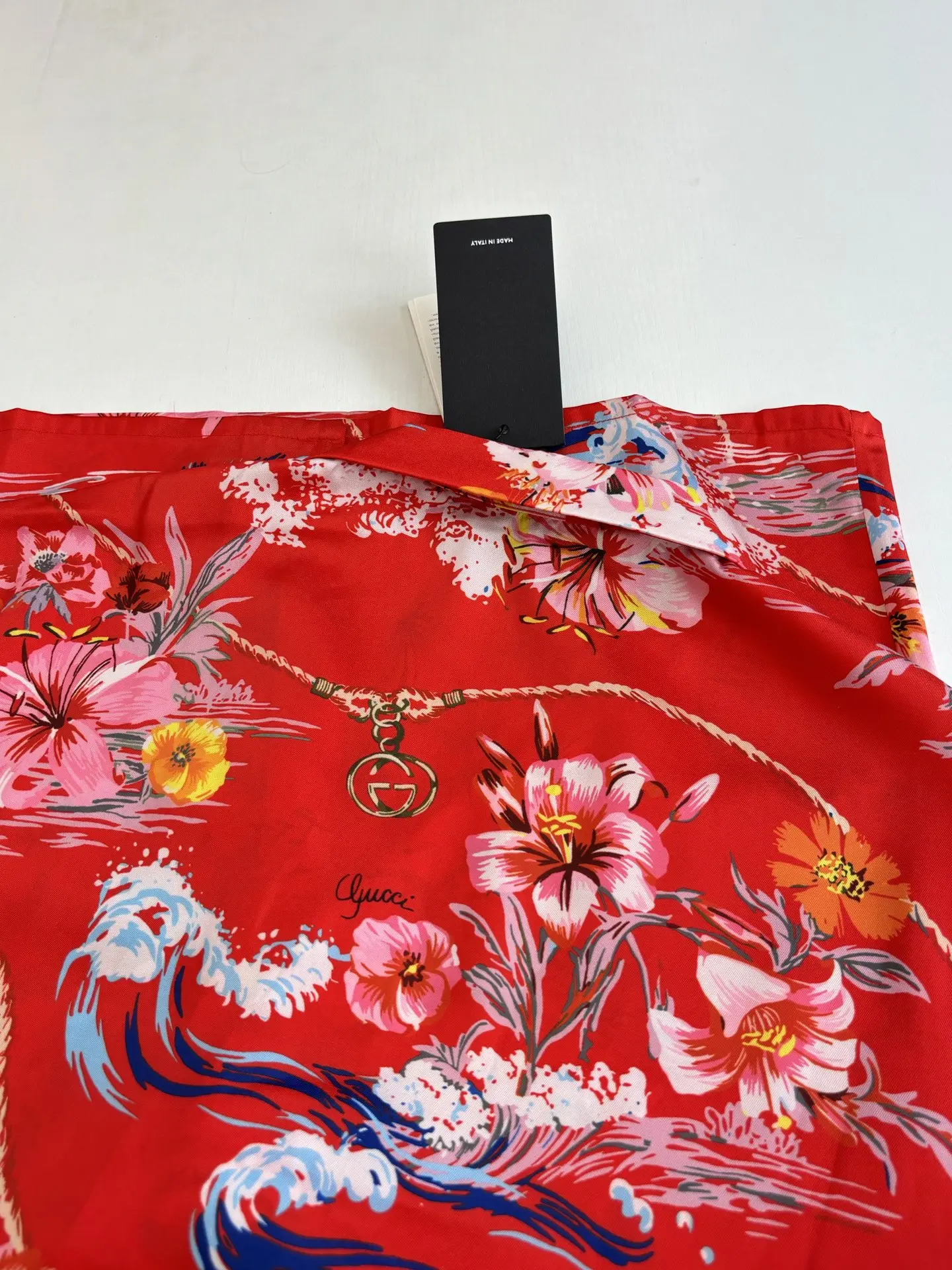 Floral Wave Print Acetate Camp-Collar Shirt D25518598 — view 10