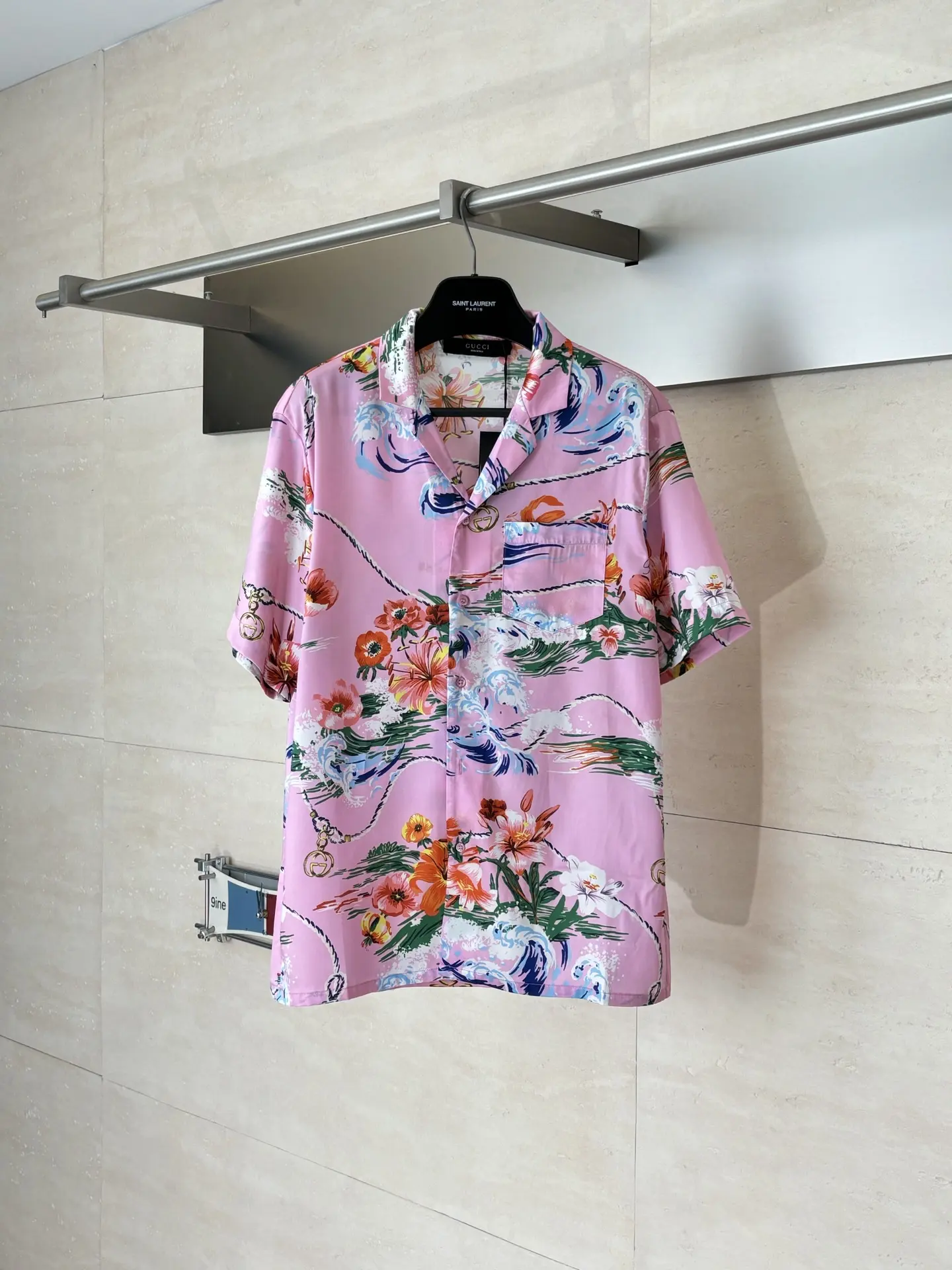 Floral and Wave Print Camp-Collar Shirt D25518602