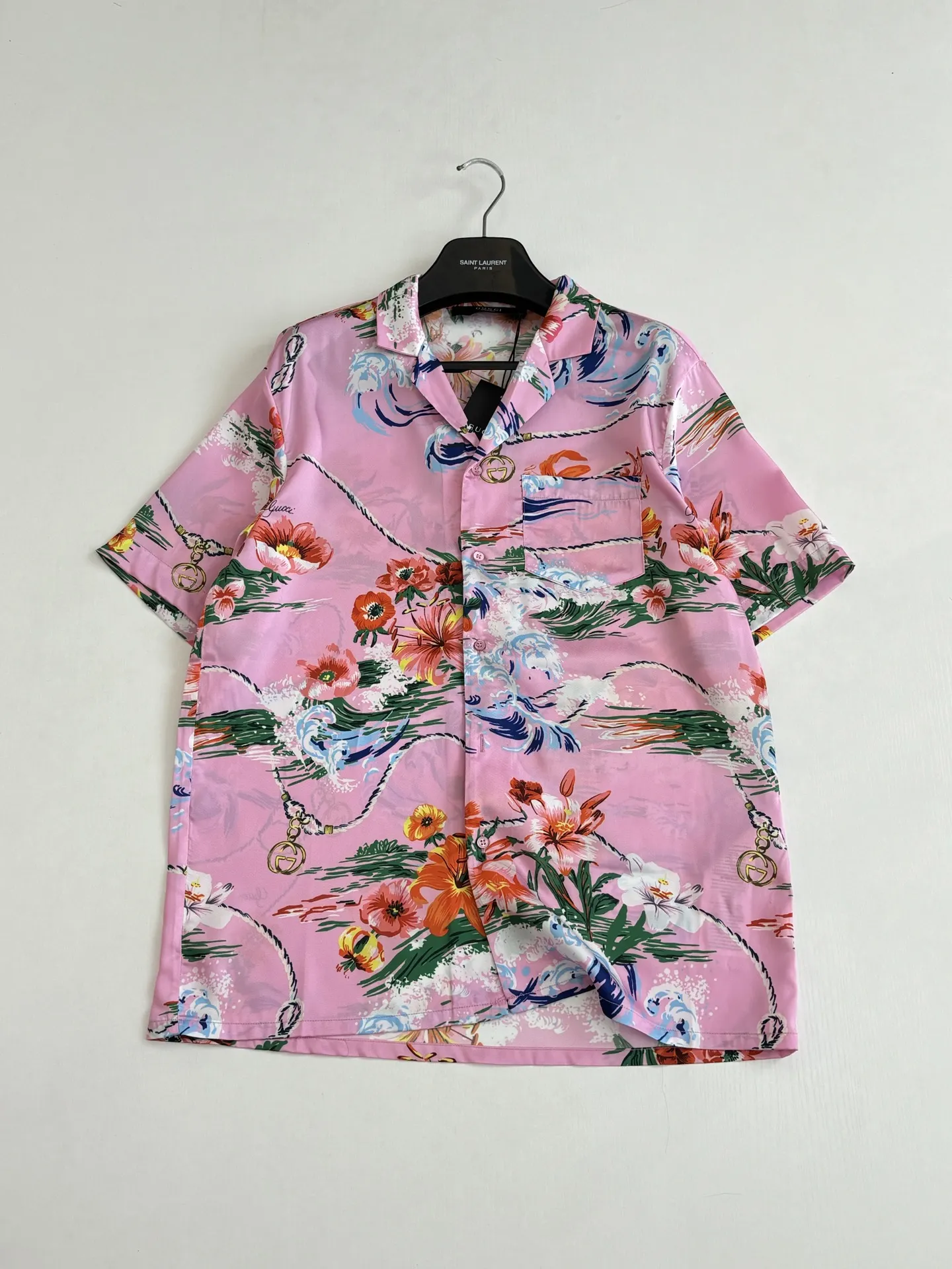 Floral and Wave Print Camp-Collar Shirt D25518602 — view 3
