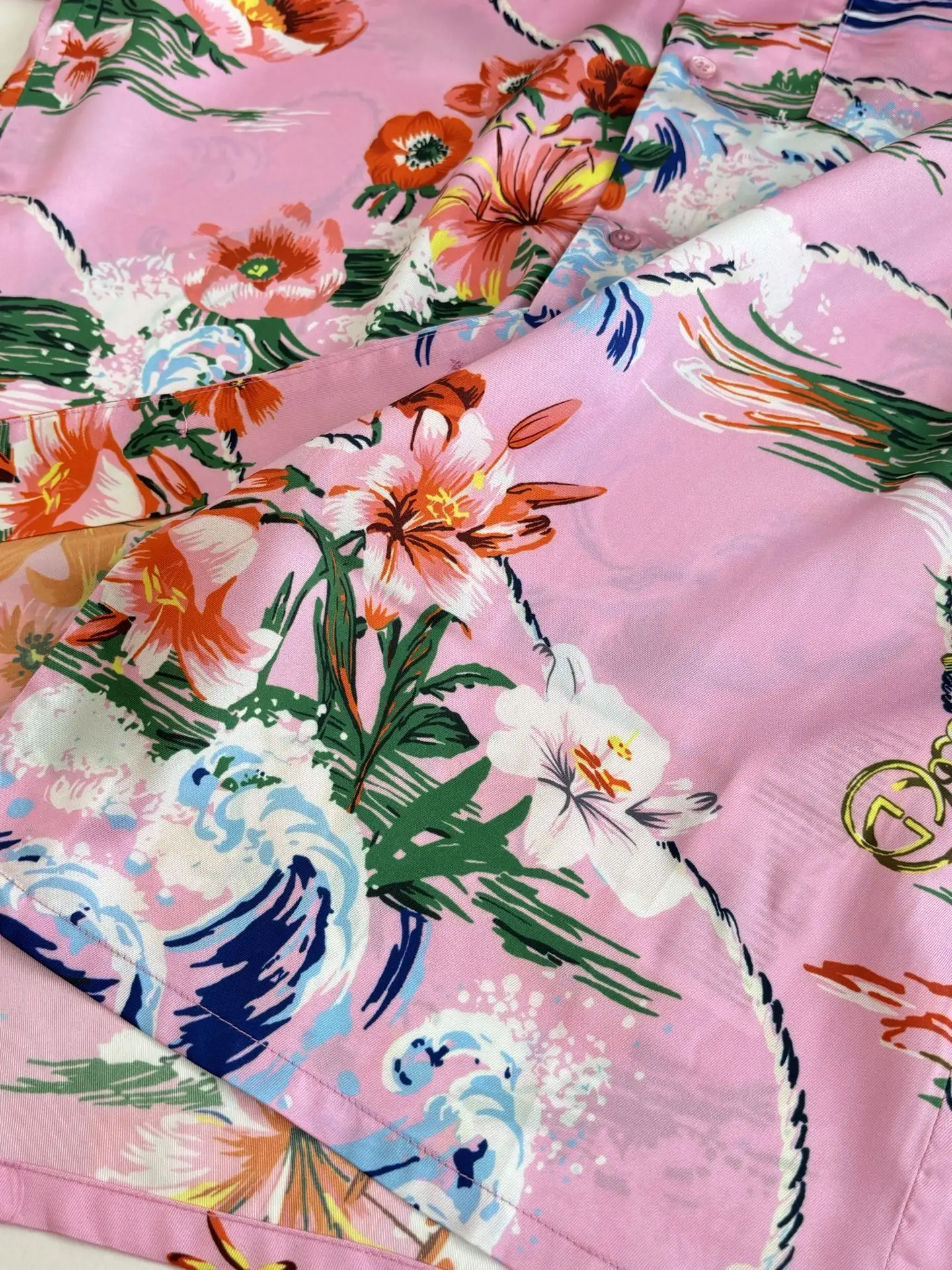 Floral and Wave Print Camp-Collar Shirt D25518602 — view 8