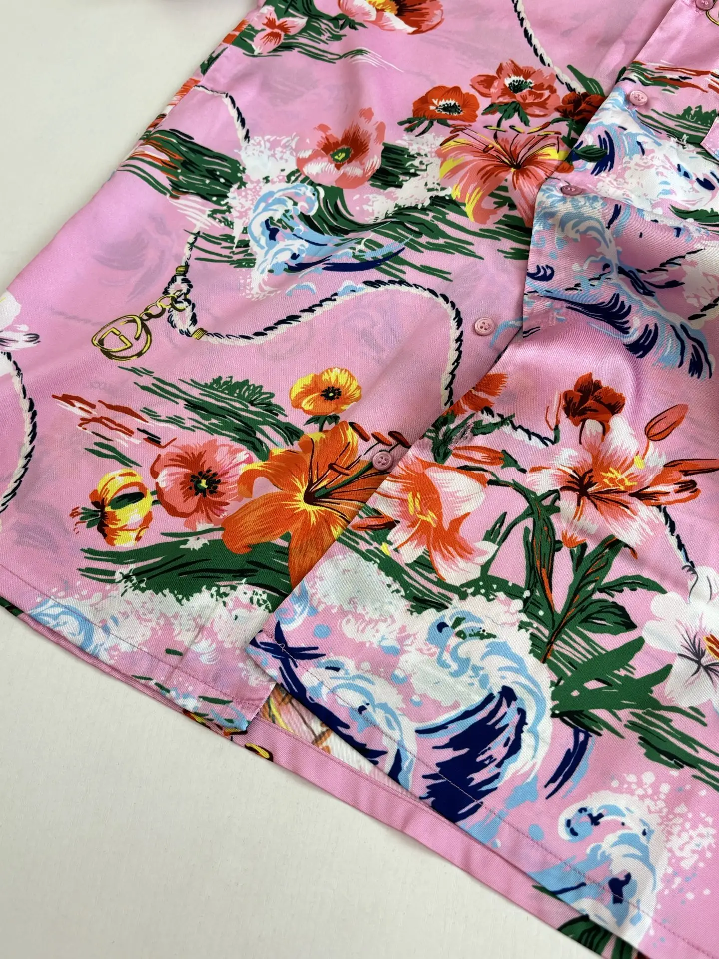 Floral and Wave Print Camp-Collar Shirt D25518602 — view 10