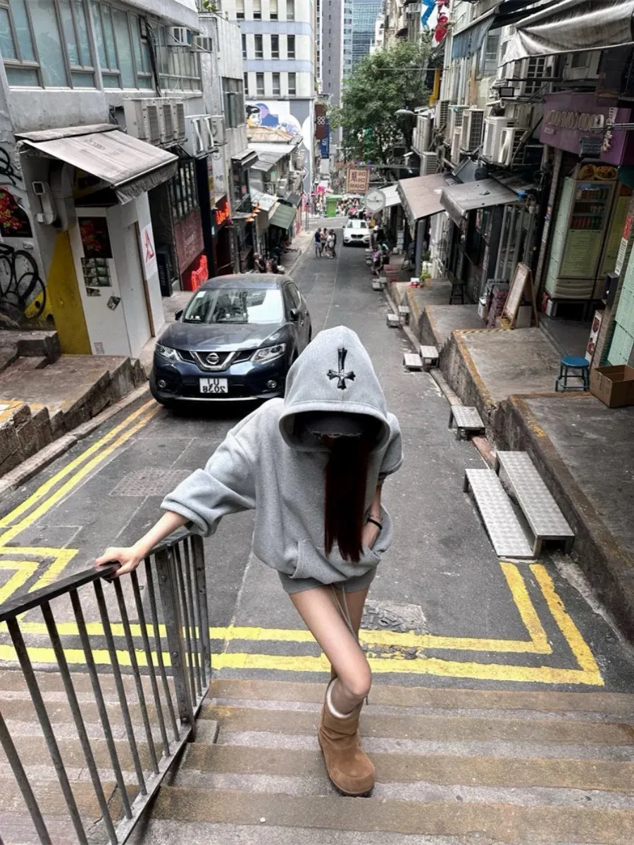 Half-Zip Knitted Cotton Hoodie D26024924 — view 15