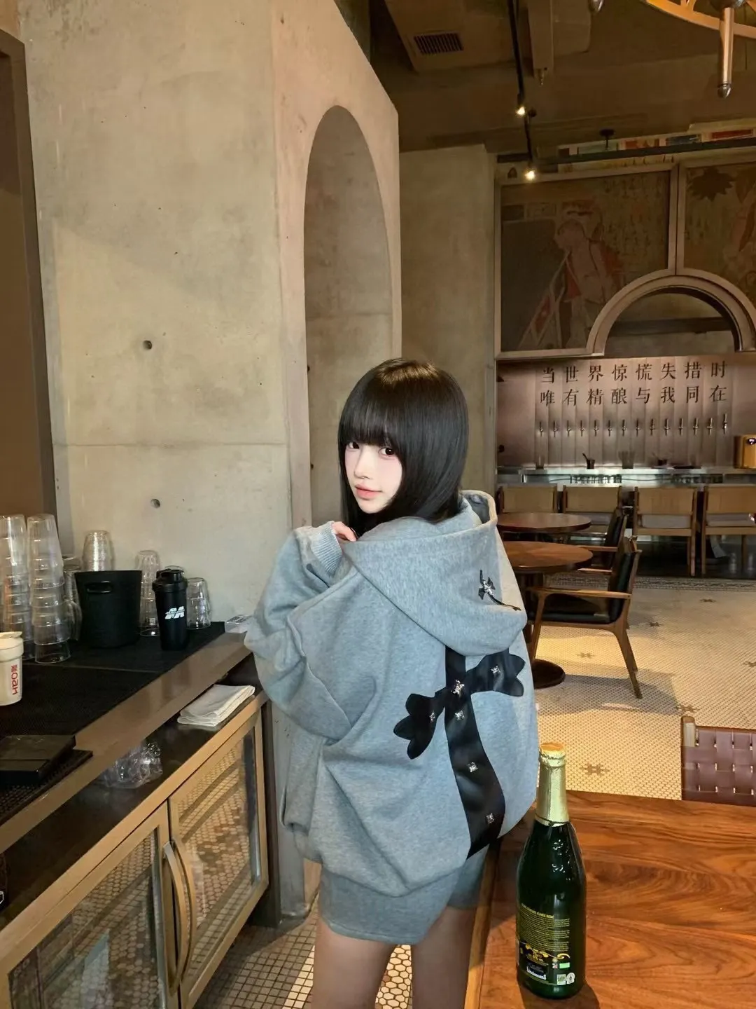 Half-Zip Knitted Cotton Hoodie D26024924 — view 18