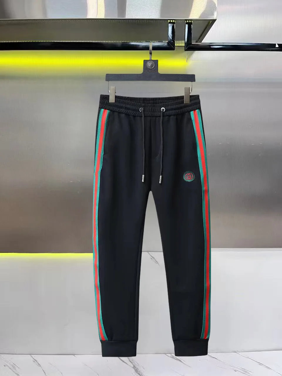 Web-Stripe Logo Cotton-Blend Sweatpants D26014850 — view 8